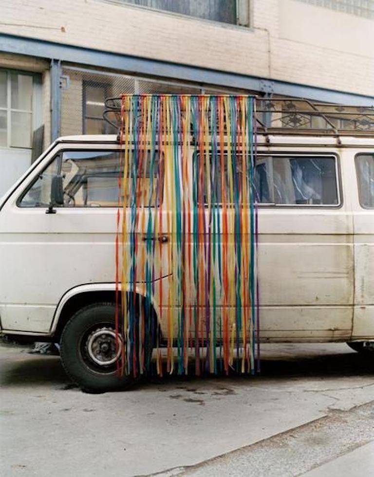 Oliver Schwarzwald Color Photograph - Contemporary Photography: White Car Ribbon