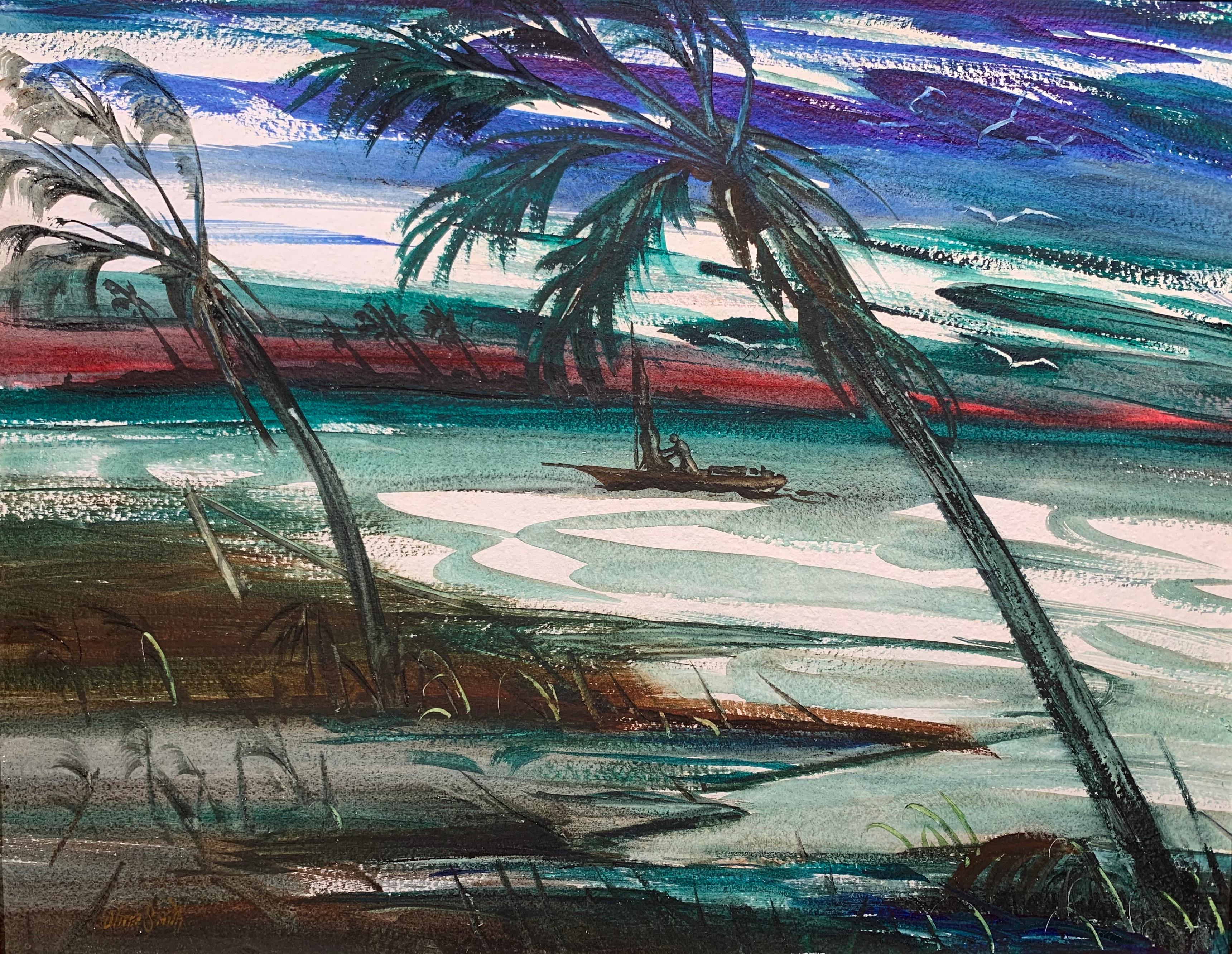 Florida Fantasy (Beach Landscape) - Painting by Oliver Smith