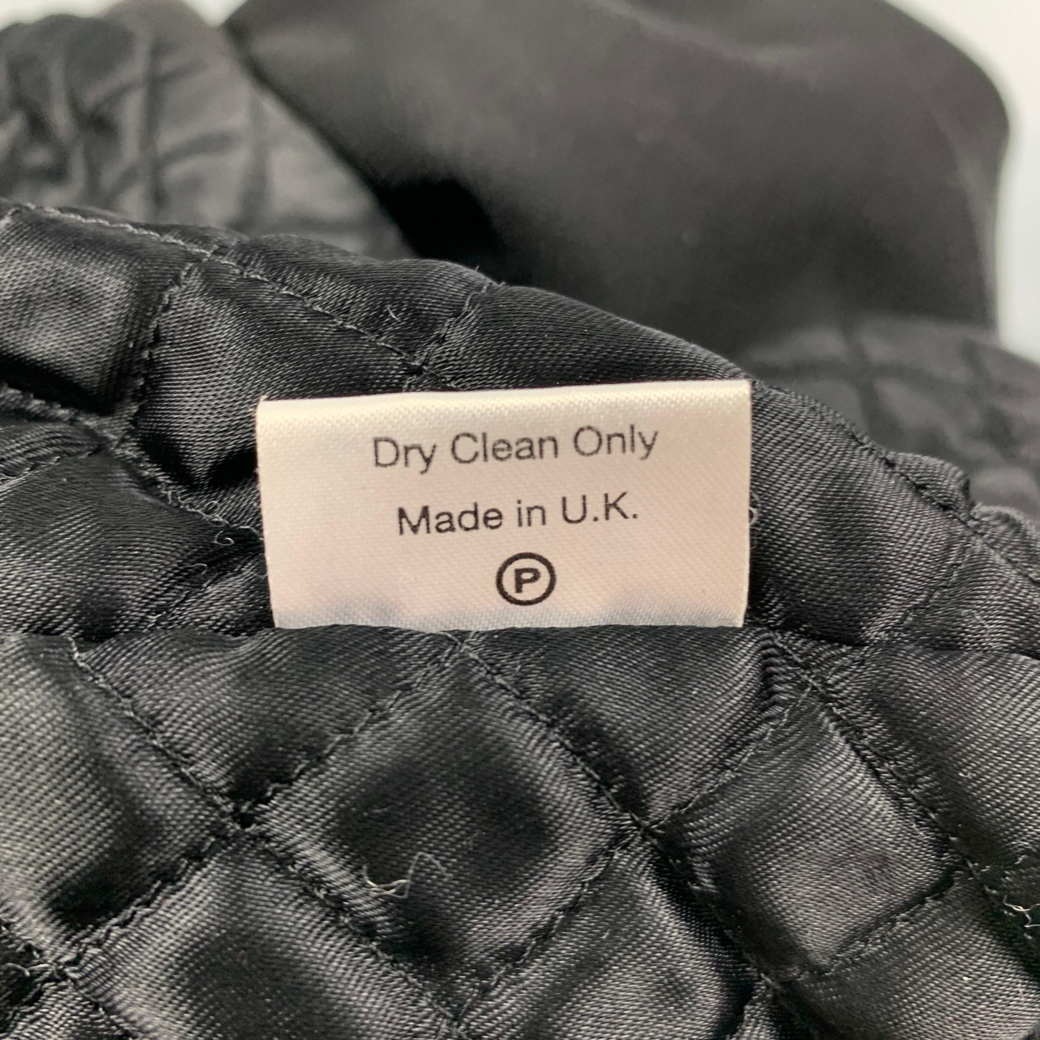 OLIVER SPENCER Size 44 Black Herringbone Wool Double Breasted Coat In Good Condition In San Francisco, CA