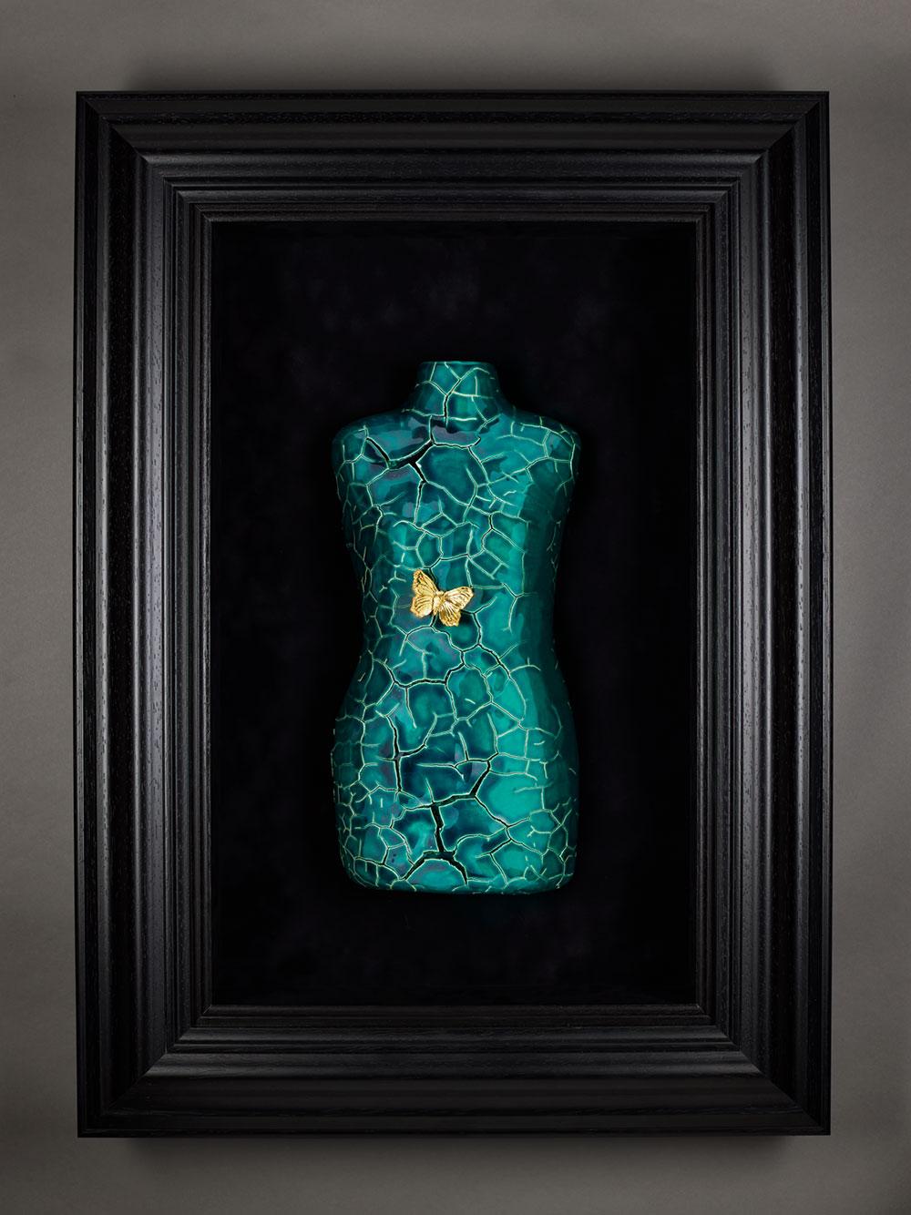 Azure I - Wall Sculpture, Ceramic, handcrafted, unique, fashion, enviromental - Contemporary Mixed Media Art by Oliver Tanay