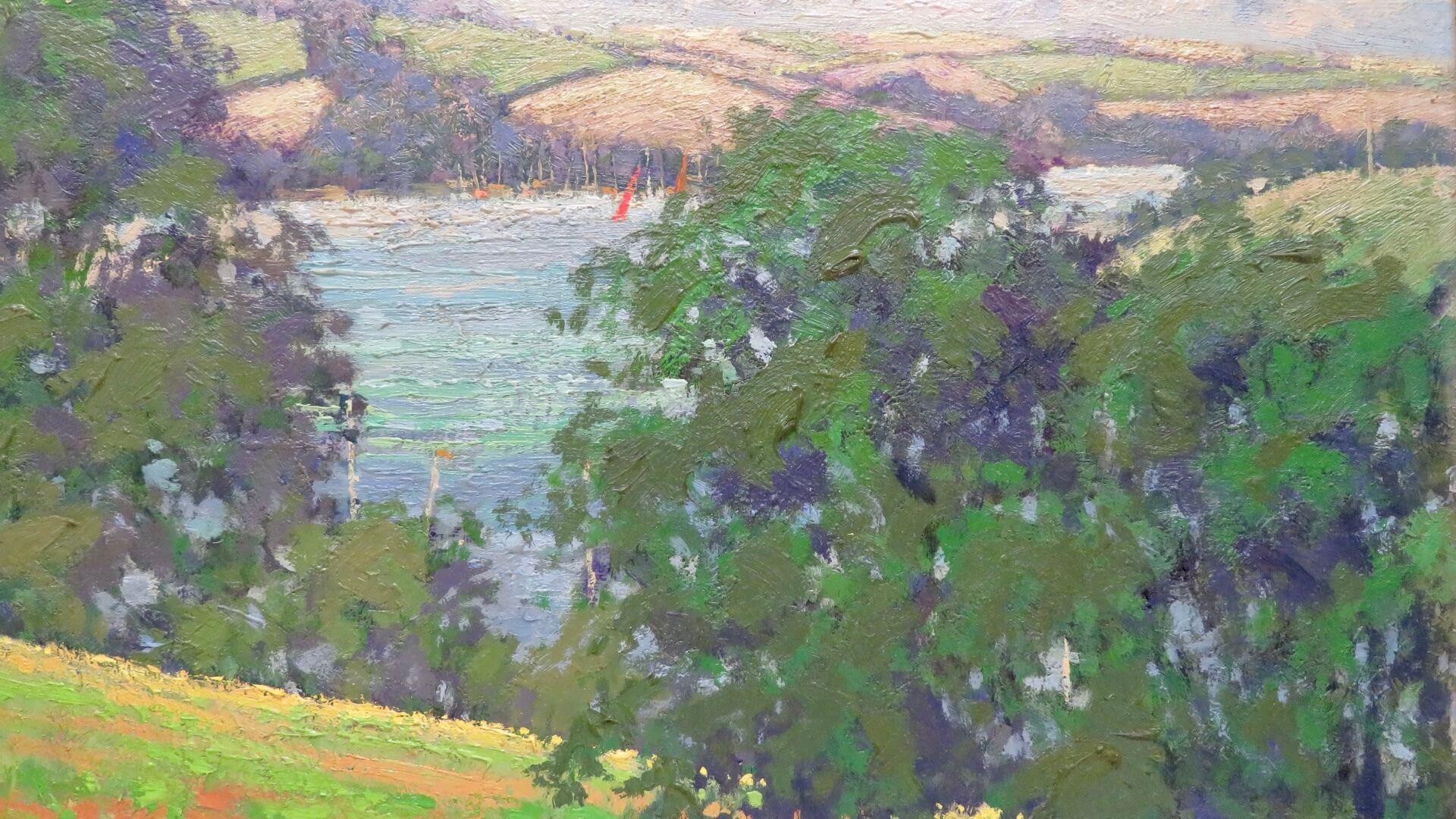 Oliver Warman English Impressionist originale Pittura ad olio di Salcombe Devon - Painting Postimpressionismo di Oliver Warman RBA ROI