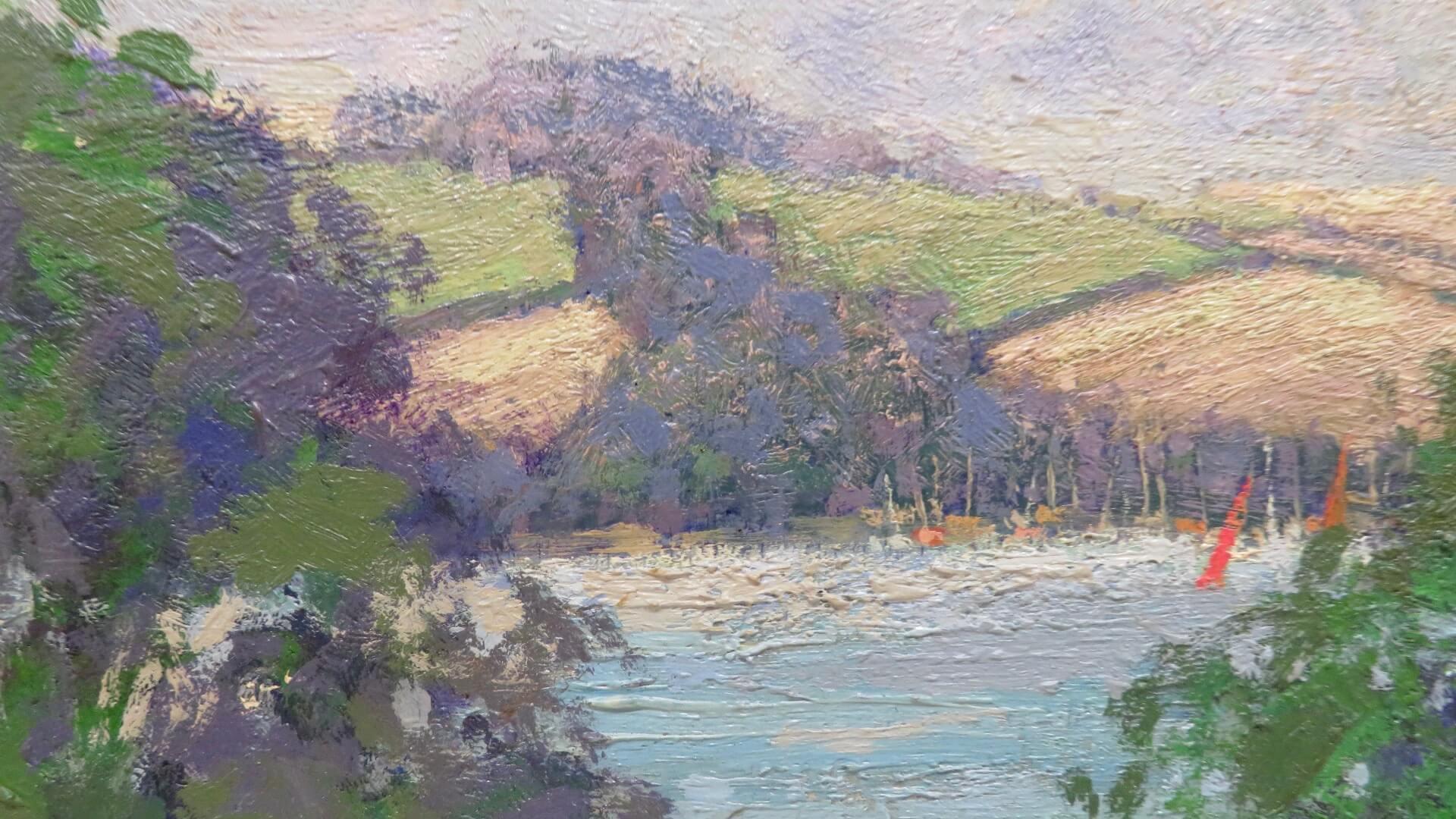 Oliver Warman English Impressionist originale Pittura ad olio di Salcombe Devon 2