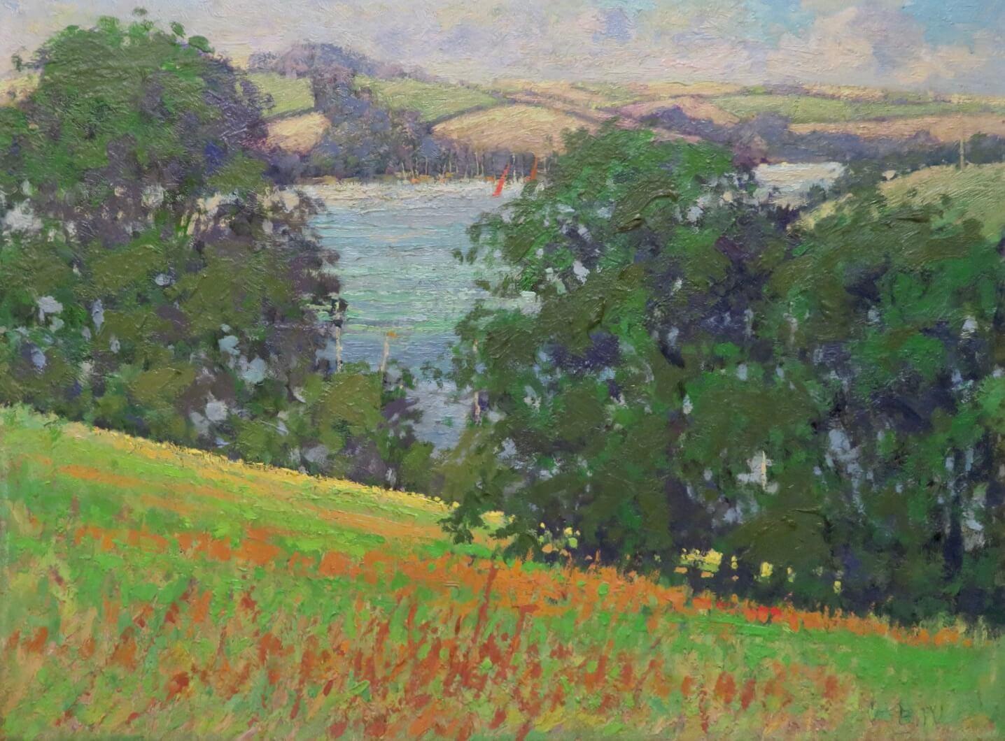 Oliver Warman English Impressionist originale Pittura ad olio di Salcombe Devon - Painting di Oliver Warman RBA ROI