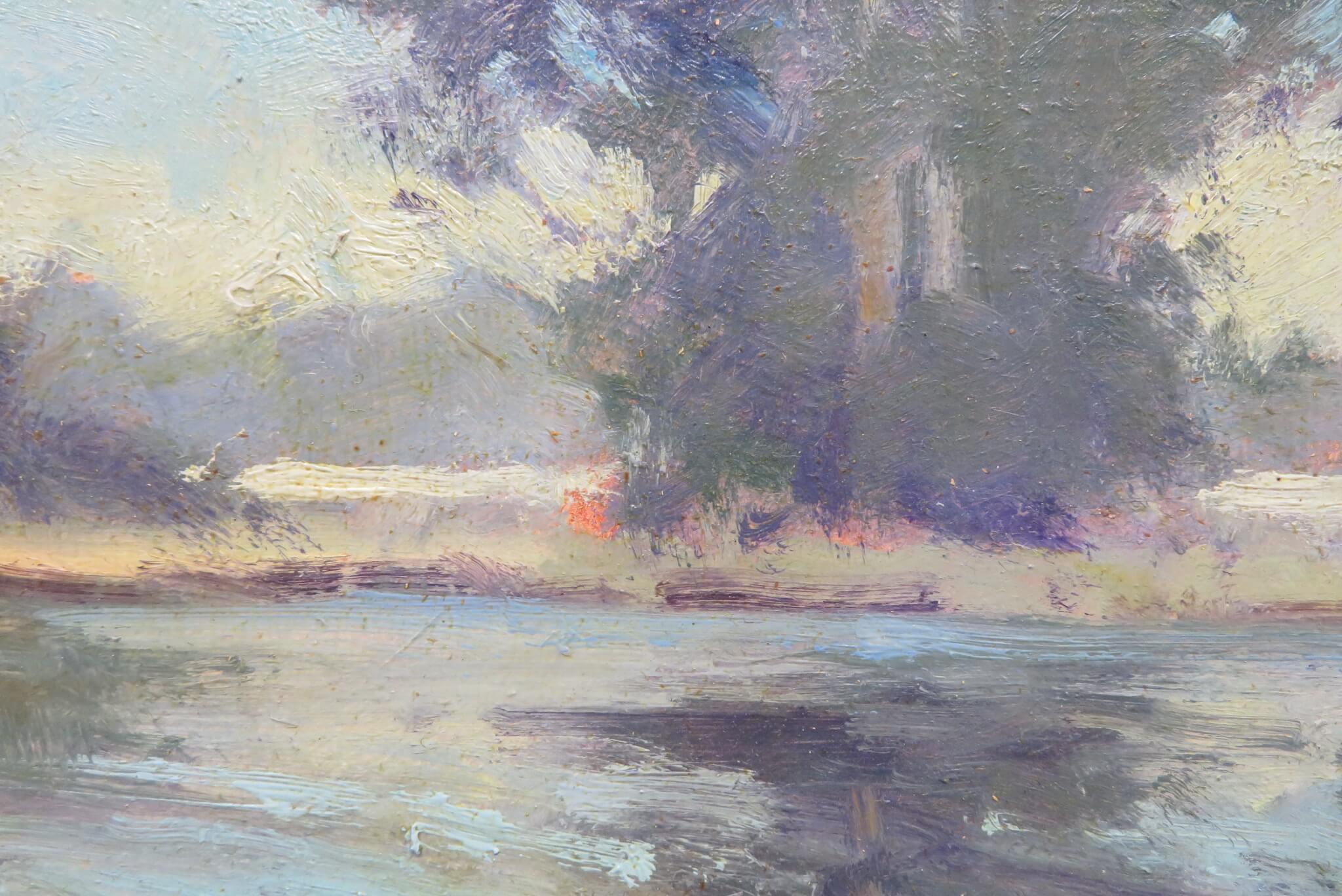 Piccolo dipinto ad olio originale di English Impressionist del pittore inglese Oliver Warman - Painting Postimpressionismo di Oliver Warman RBA ROI