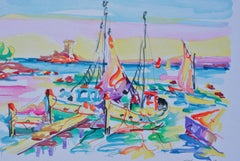 RIVIERA :  Fischer in Cassis - Original Lithographie, HANDSIGNIERT & GmbH /250