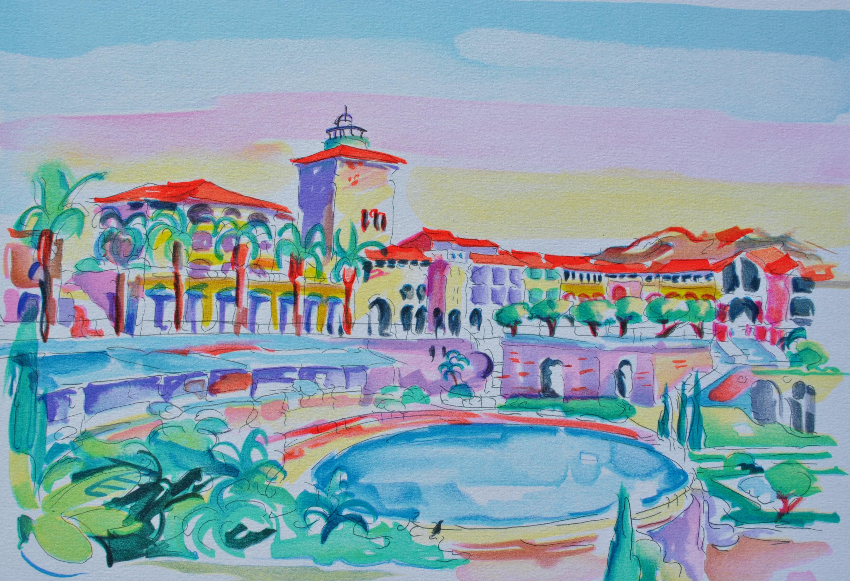 RIVIERA : Monaco - Original Lithograph, HANDSIGNED & Ltd /250 - Print by Oliver ZLADKU