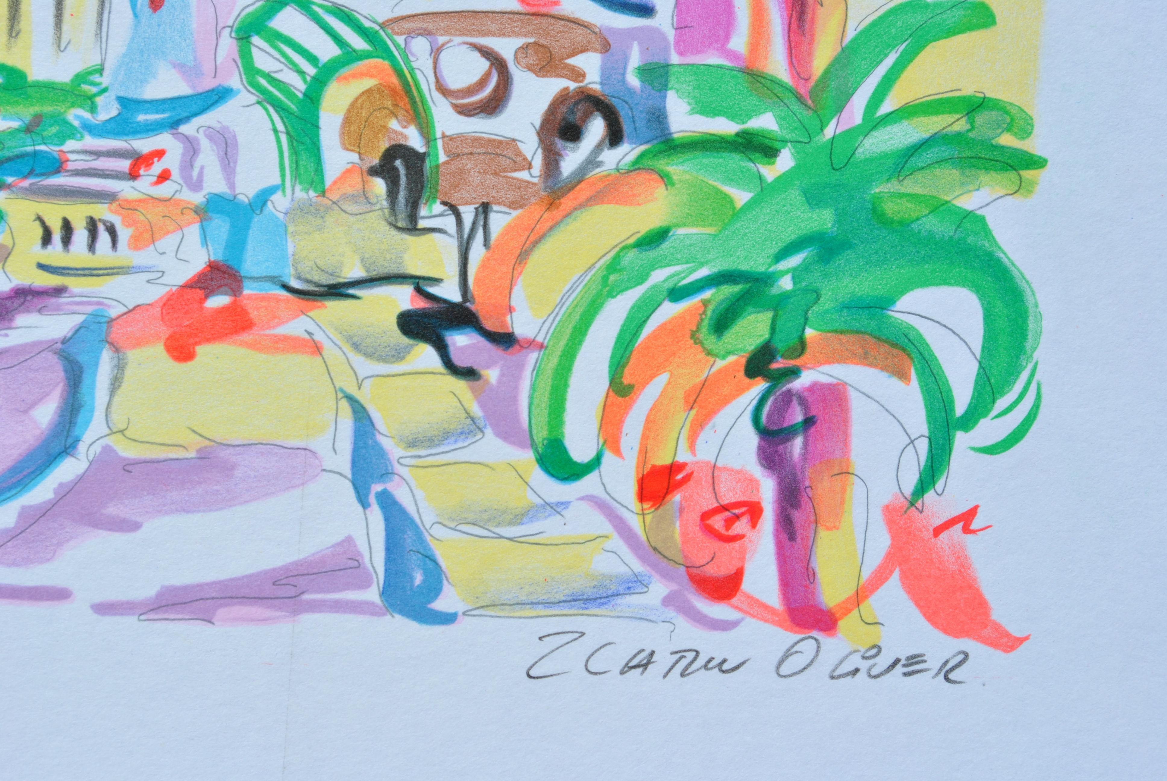 RIVIERA : Negresco Palace - Original Lithograph, HANDSIGNED & Ltd /250 - Modern Print by Oliver ZLADKU