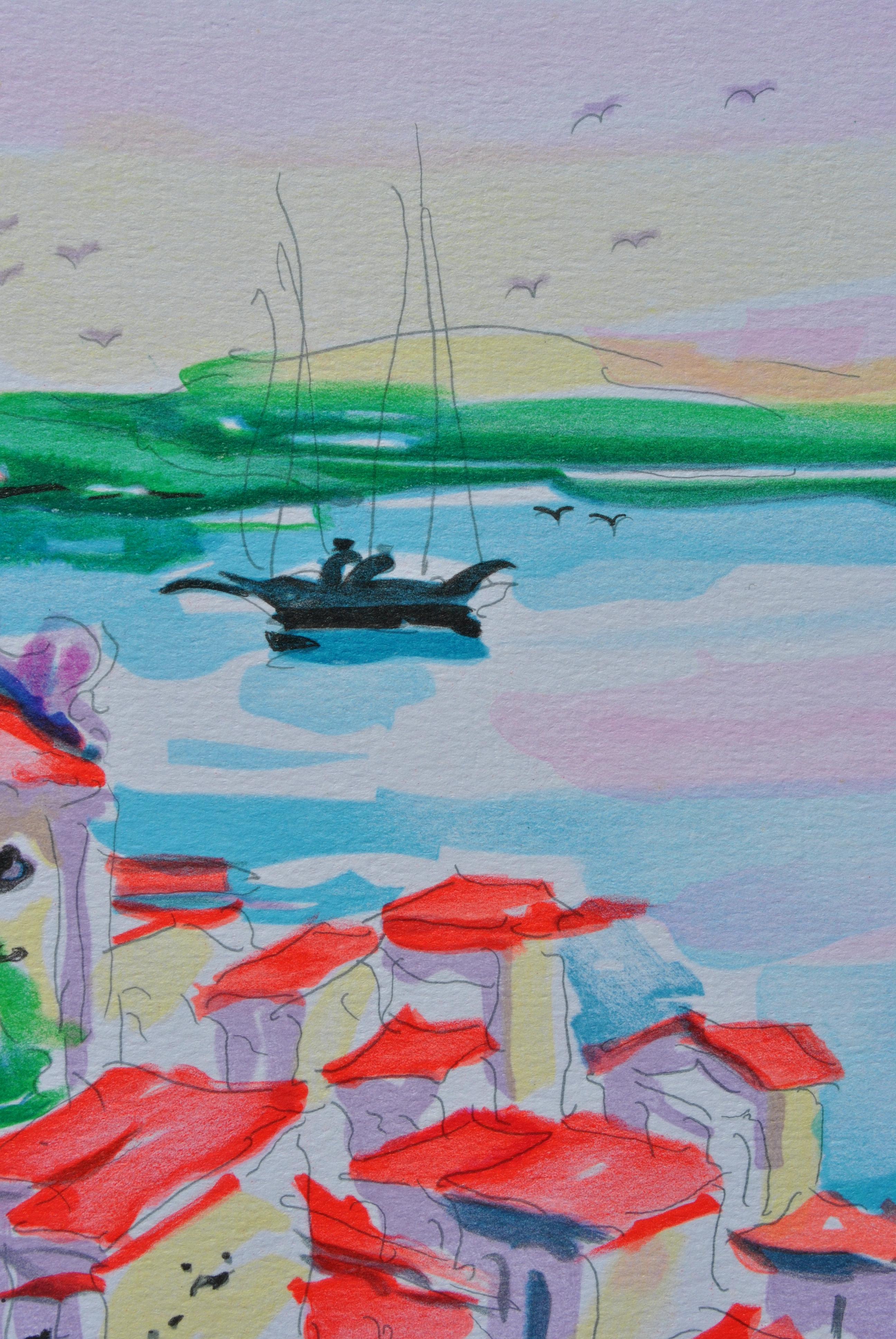 RIVIERA : Saint Tropez Village - Original Lithograph, HANDSIGNED & Ltd /250 For Sale 2