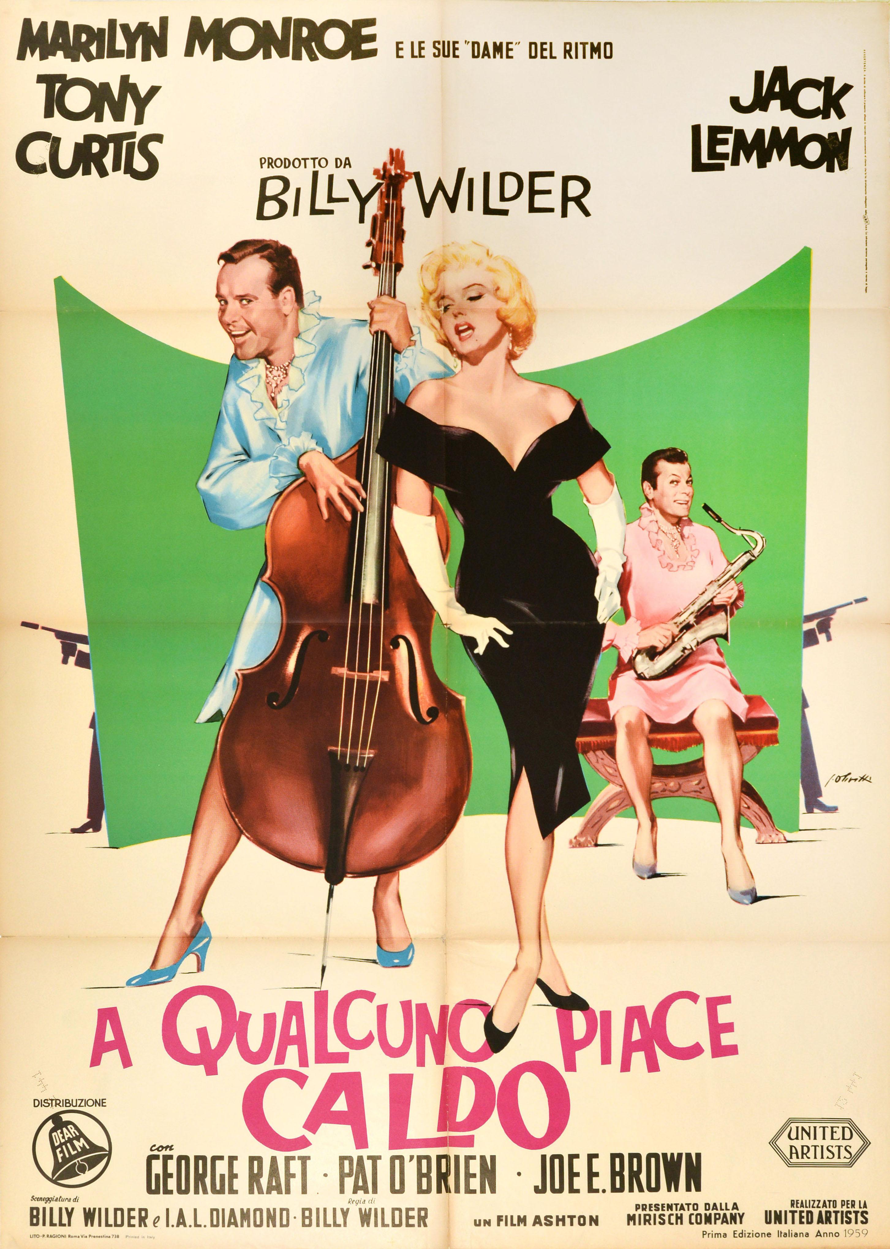 Olivetti Print – Original Vintage-Poster, „ Some Like It Hot“, Marilyn Monroe, Qualcuno Piace, Caldo