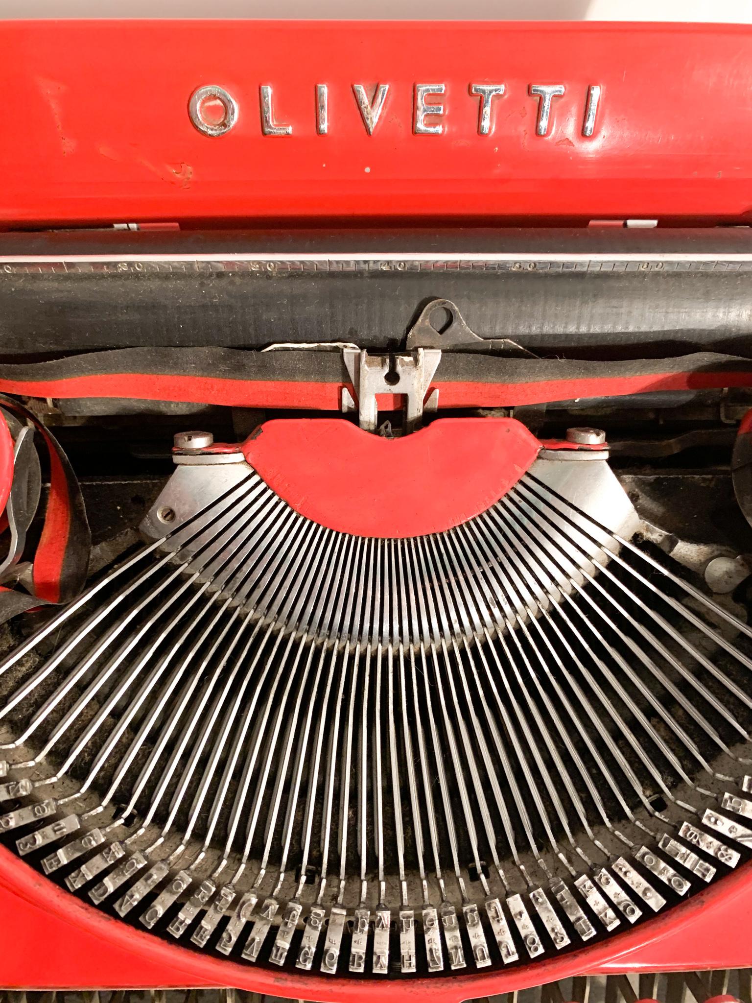 Italian Olivetti Red Portable Typewriter Model ICO from 1932