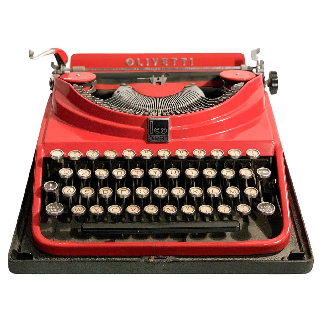 Olivetti Red Portable Typewriter Model ICO from 1932