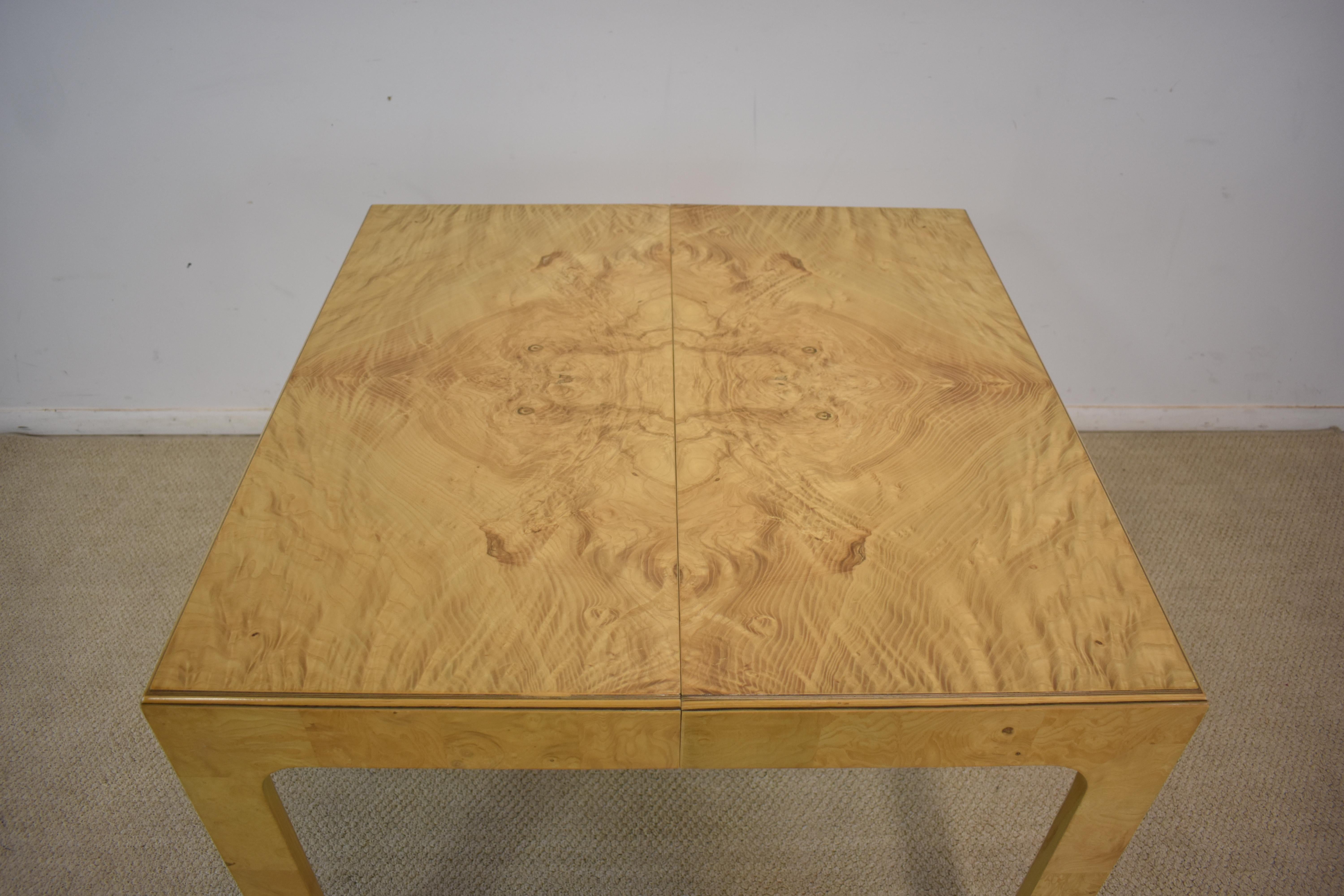 Modern Olivewood Game Table Attributed to Henredon Furniture Company
