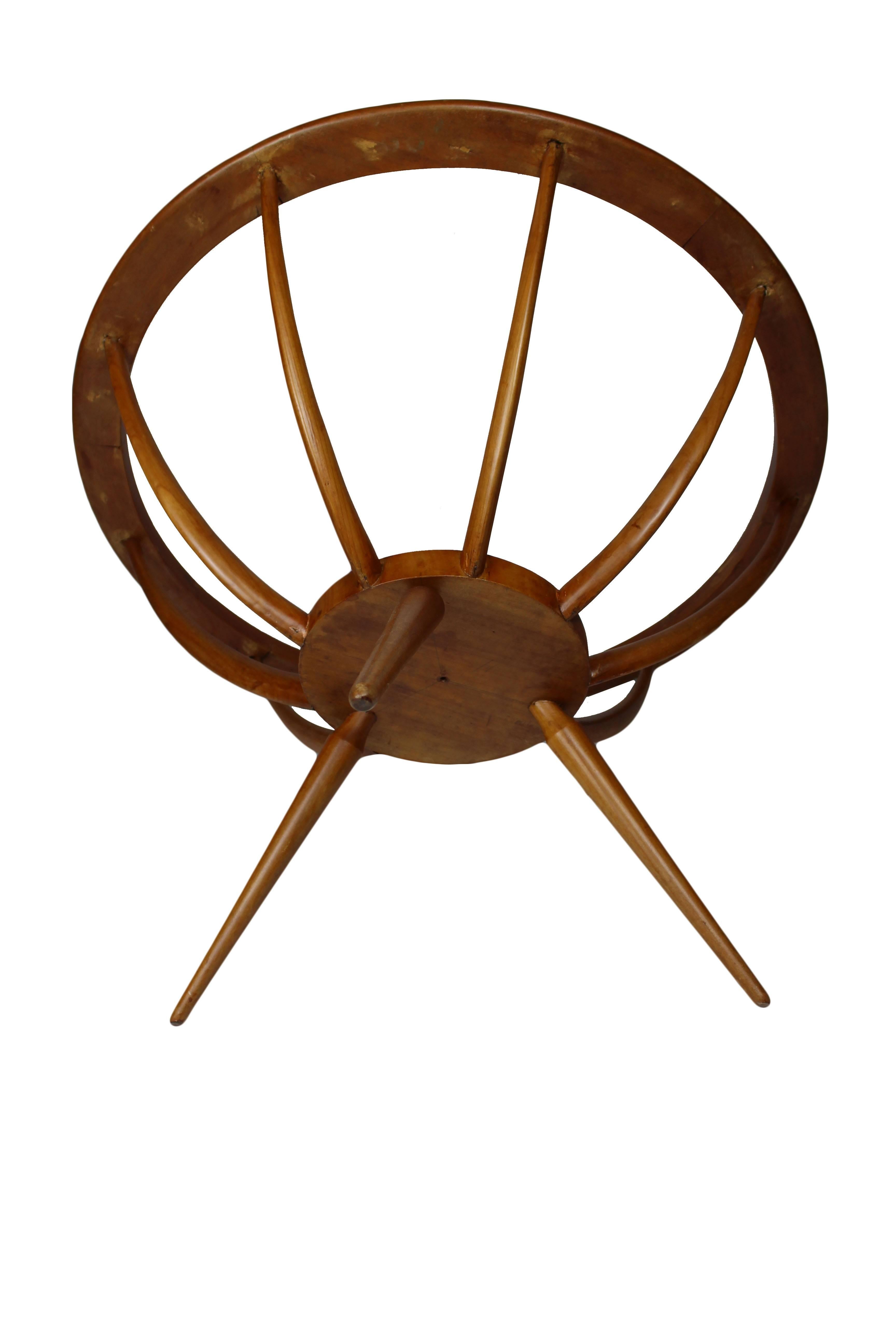 20th Century Olivewood Midcentury Italian Spider-Leg Table with Glass and Brass Base, 1950s