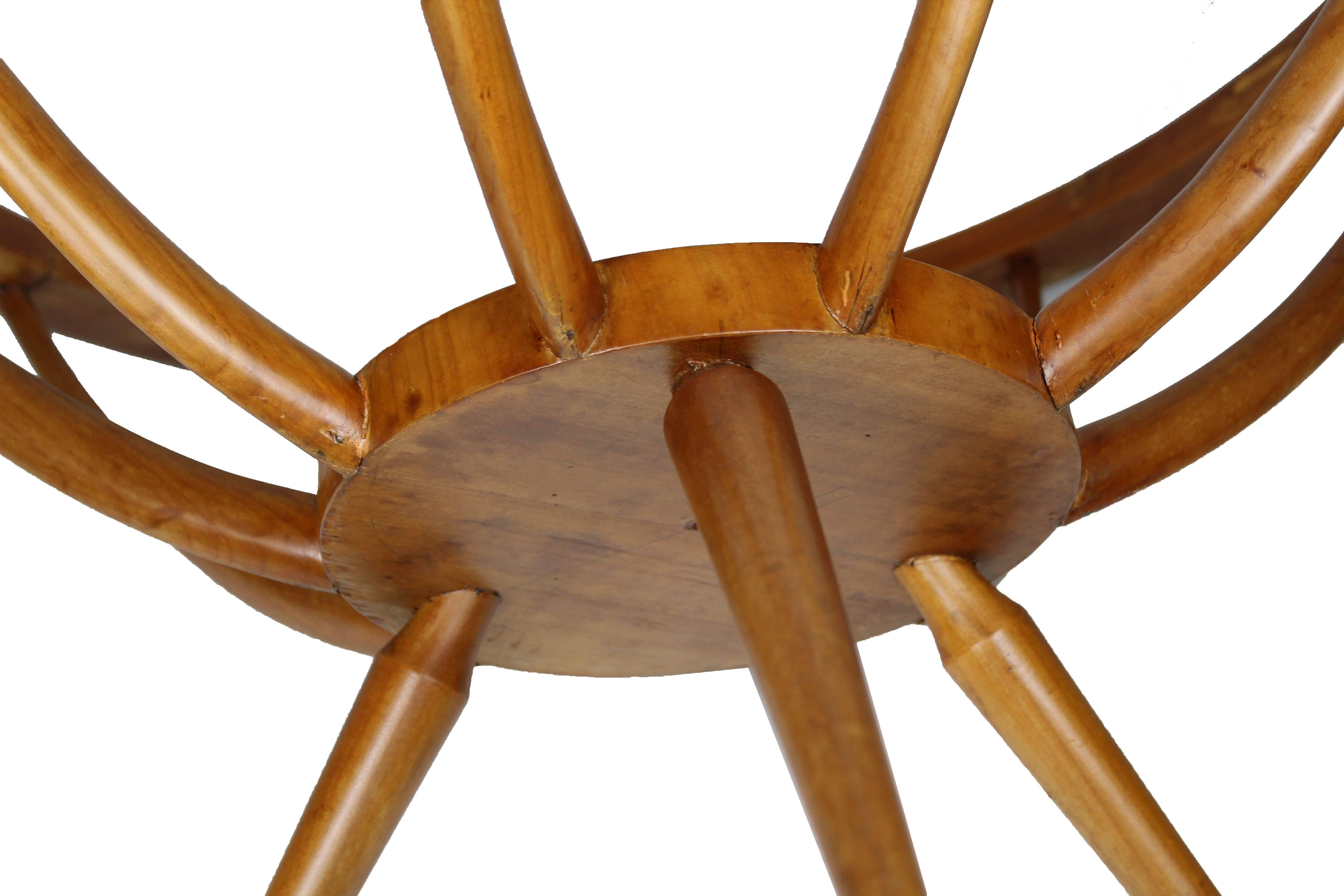 Olivewood Midcentury Italian Spider-Leg Table with Glass and Brass Base, 1950s 1