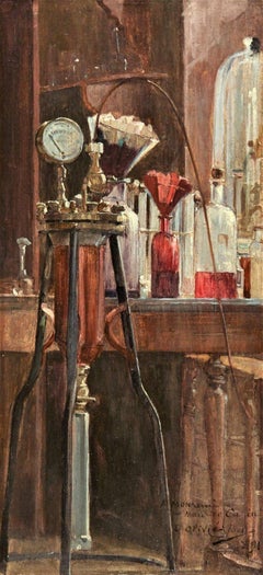 Olivié Léon (1833-1901), Oil on panel+ The Laboratory, 1891
