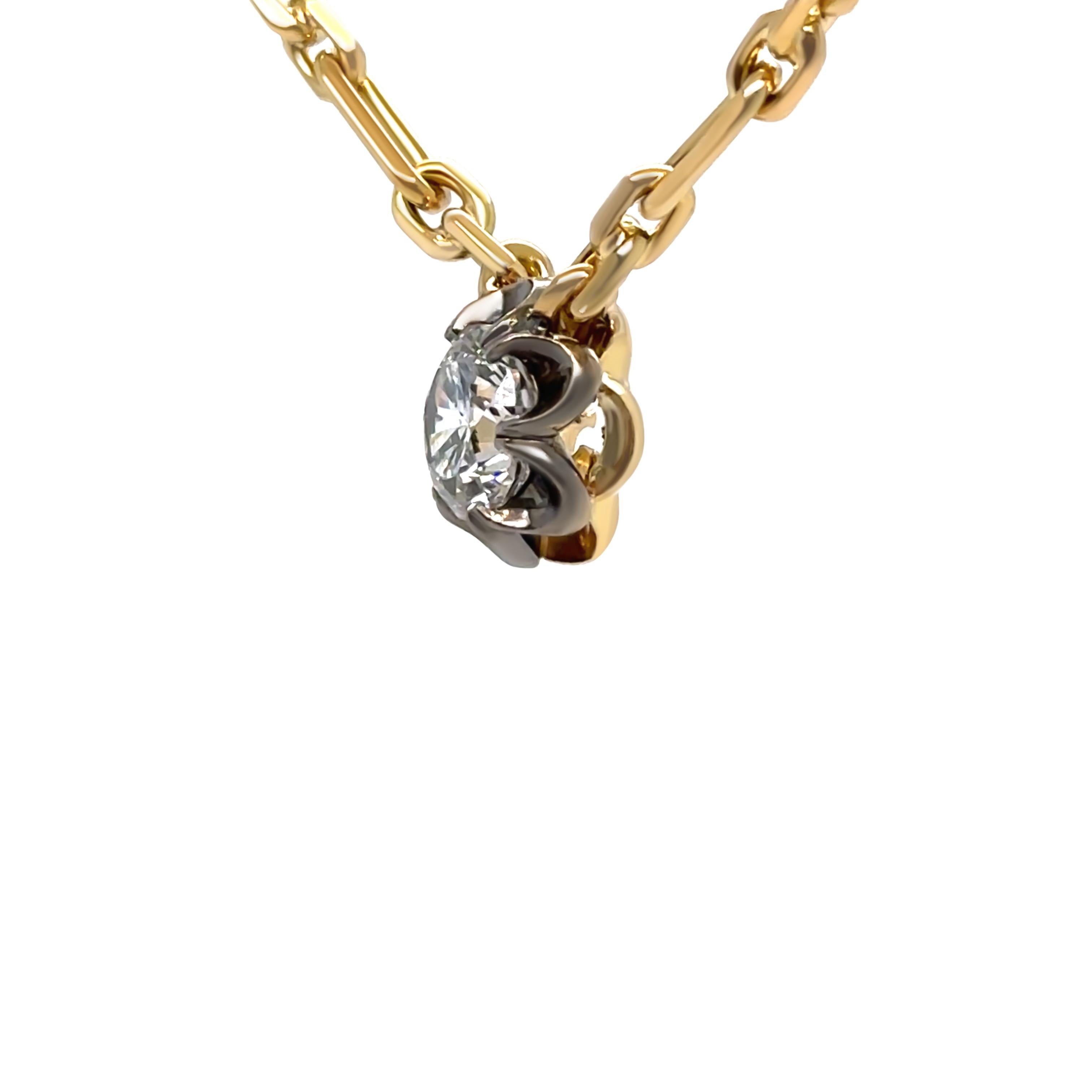 Brilliant Cut Olivia Bond 18ct Two-Tone Gold Signature Scallop Necklace 1.01ct 15.54g