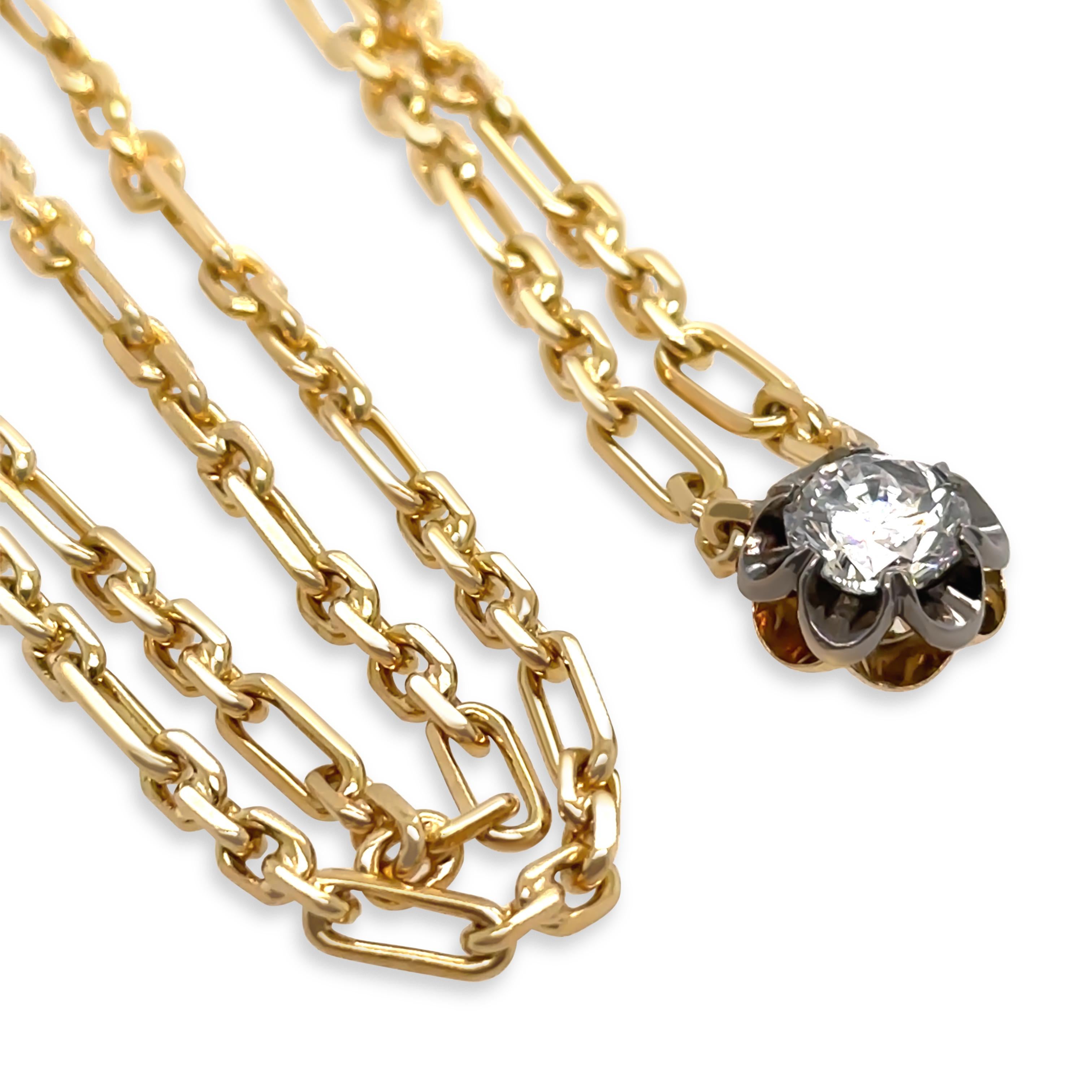Olivia Bond 18ct Two-Tone Gold Signature Scallop Necklace 1.01ct 15.54g 1