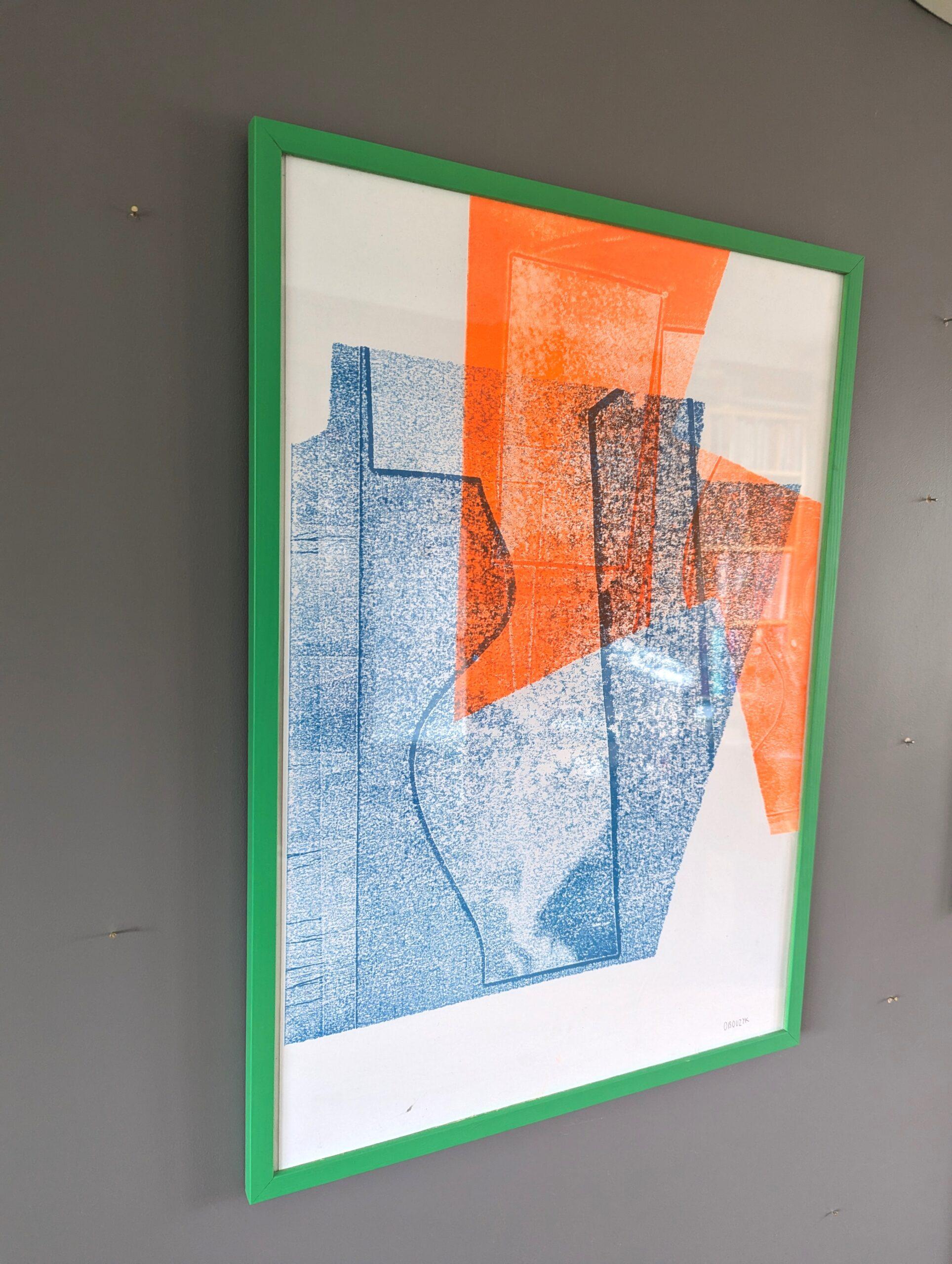 Monoprint astratto contemporaneo dell'artista britannica Olivia Bouzyk - Tutti gli angoli in vendita 4