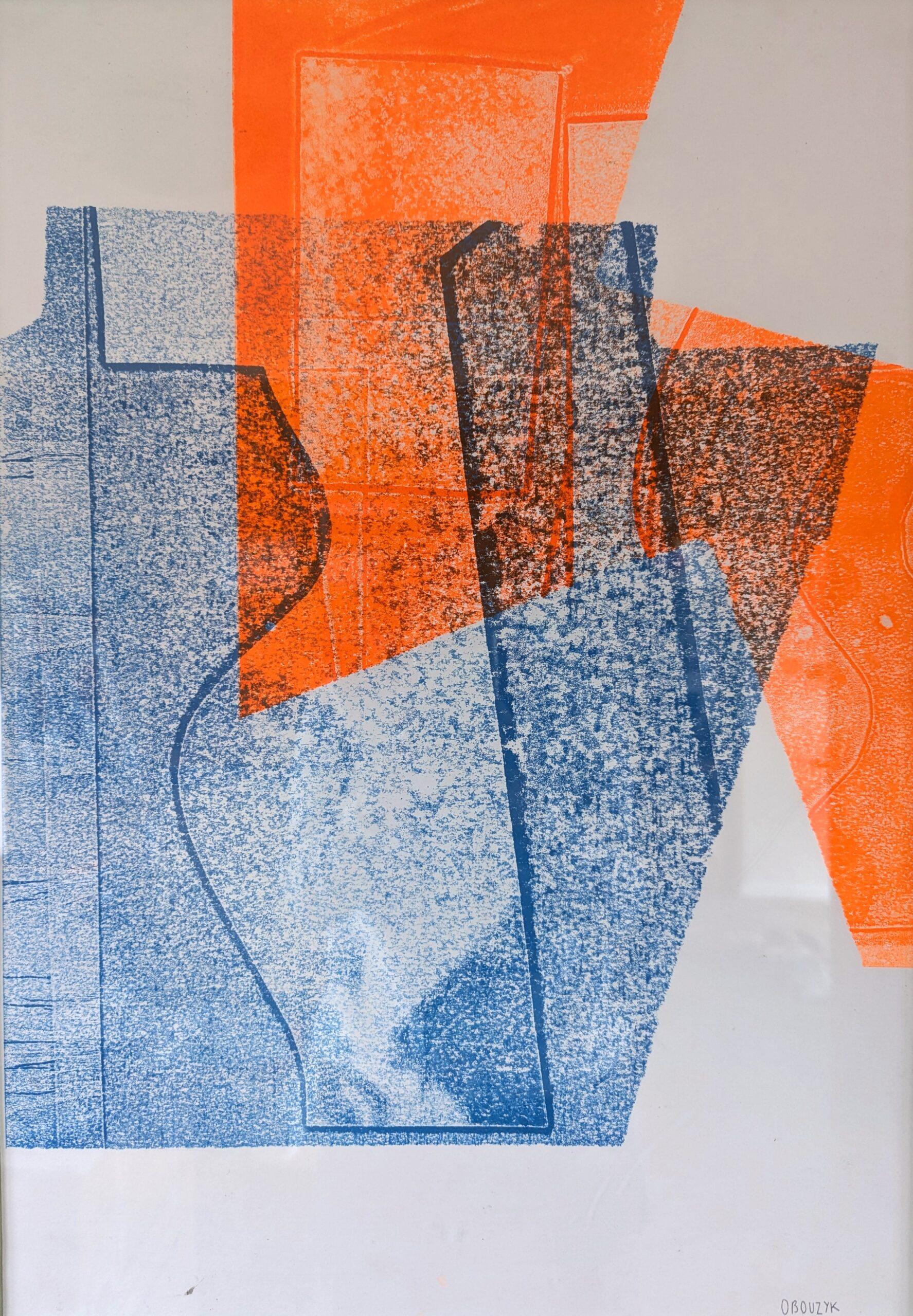 Monoprint astratto contemporaneo dell'artista britannica Olivia Bouzyk - Tutti gli angoli in vendita 7
