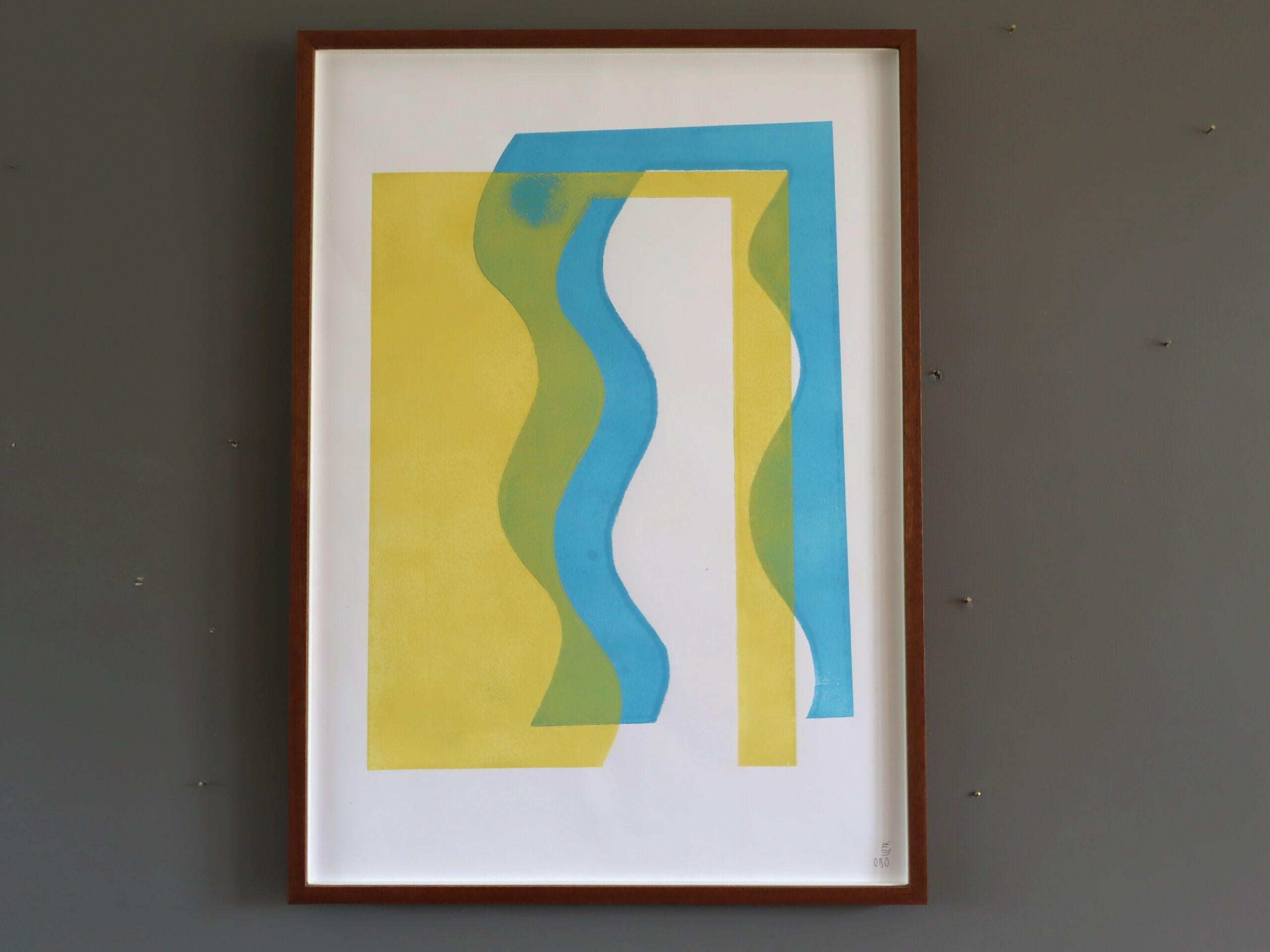 Contemporary Abstract Monoprint by British artist Olivia Bouzyk - Water For Sale 1