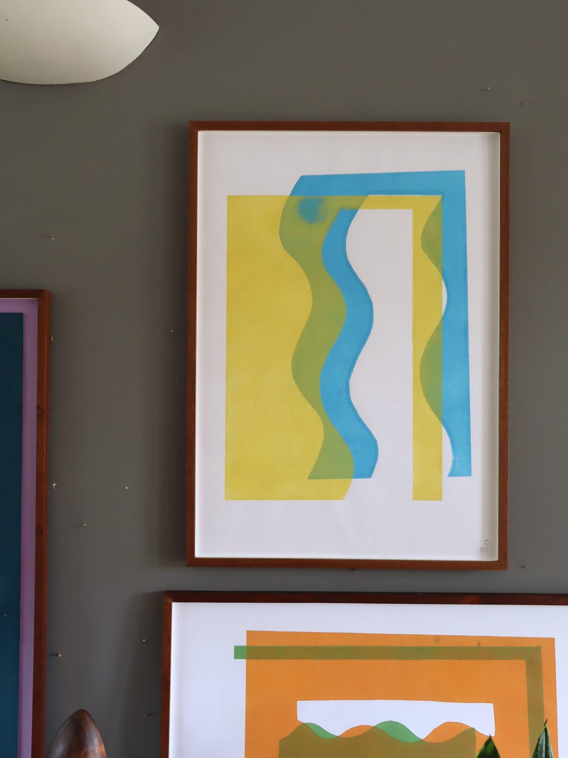 Contemporary Abstract Monoprint by British artist Olivia Bouzyk - Water For Sale 3