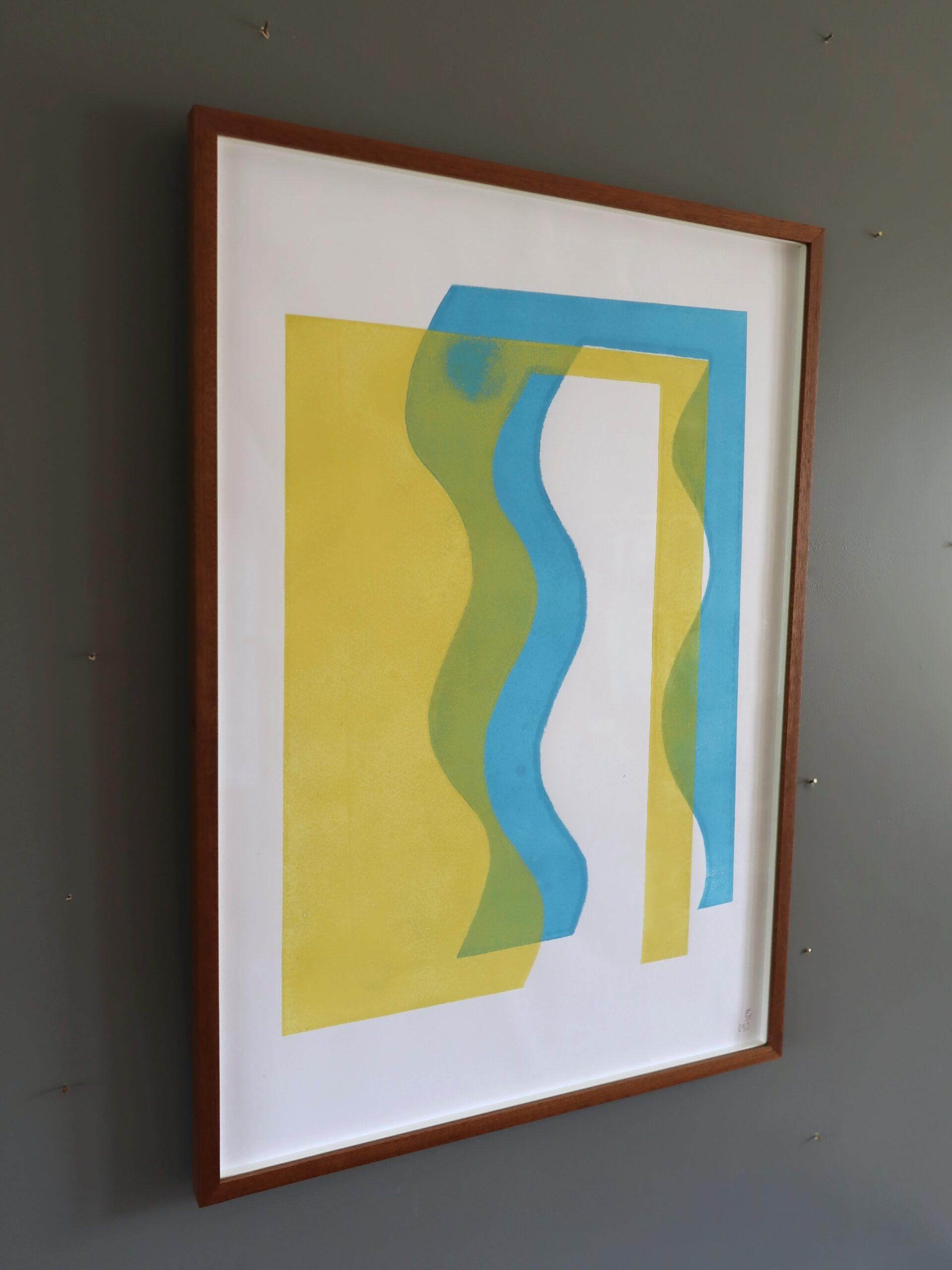 Contemporary Abstract Monoprint by British artist Olivia Bouzyk - Water For Sale 4