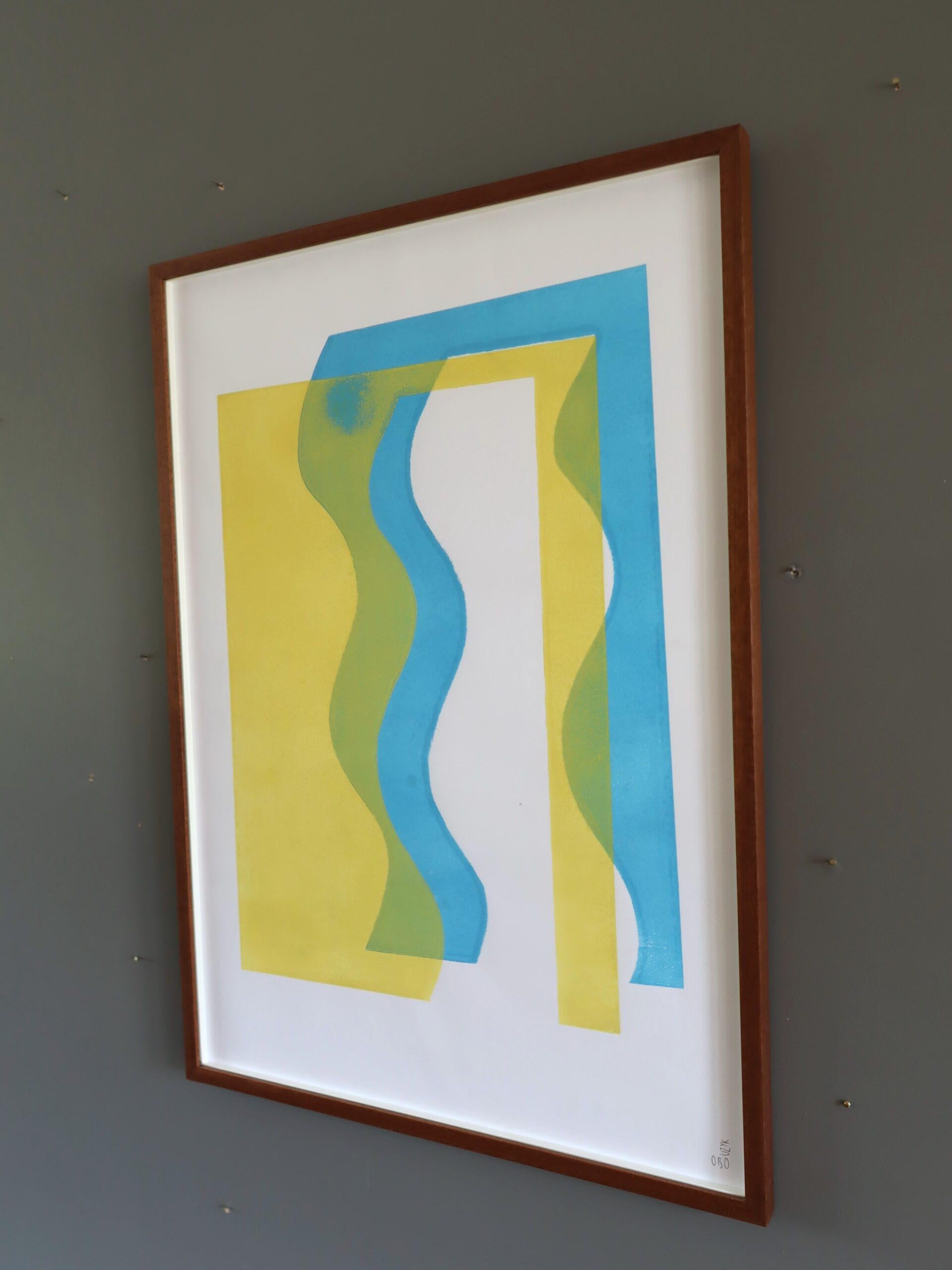 Contemporary Abstract Monoprint by British artist Olivia Bouzyk - Water For Sale 5