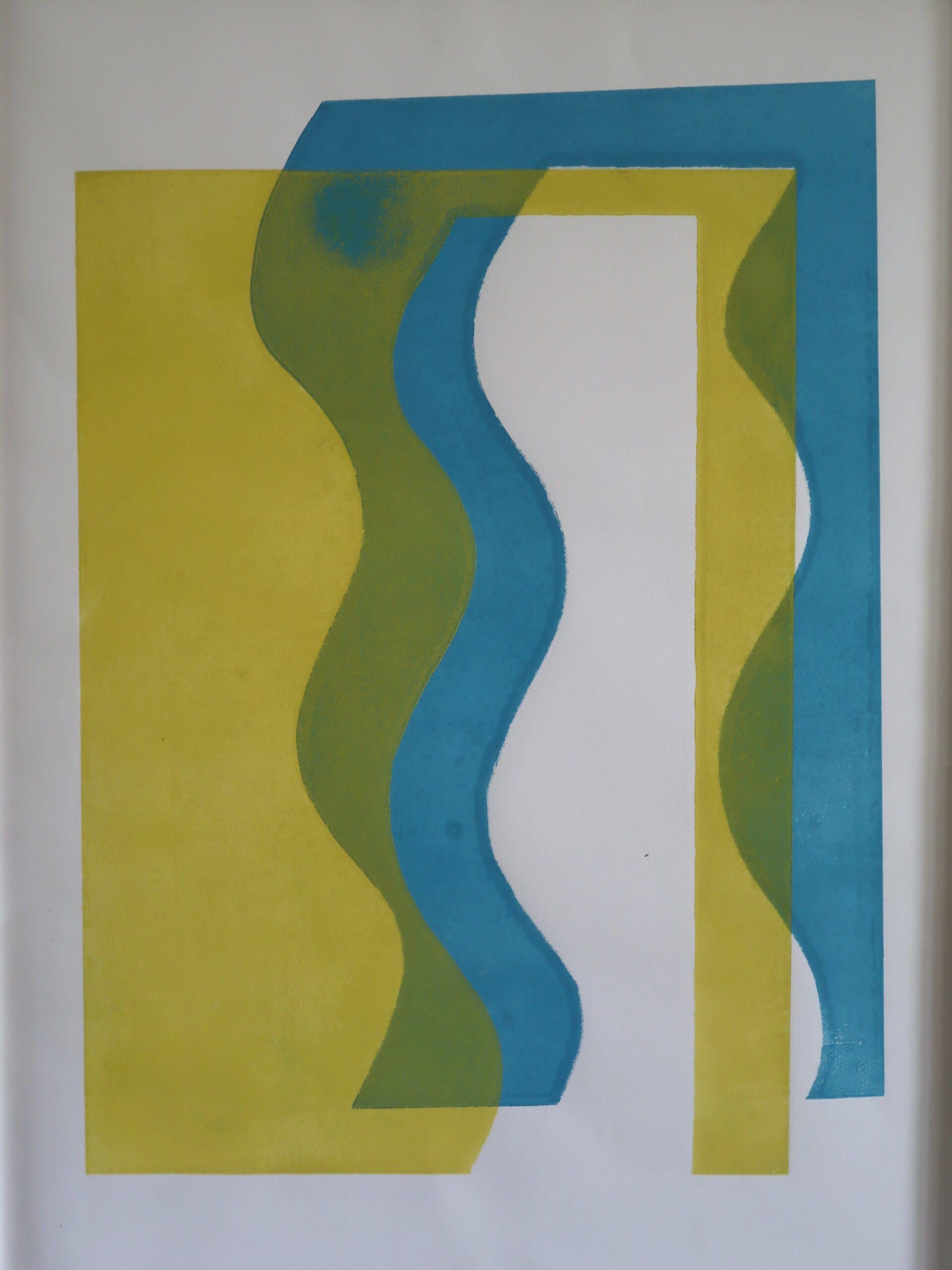 Contemporary Abstract Monoprint by British artist Olivia Bouzyk - Water For Sale 8