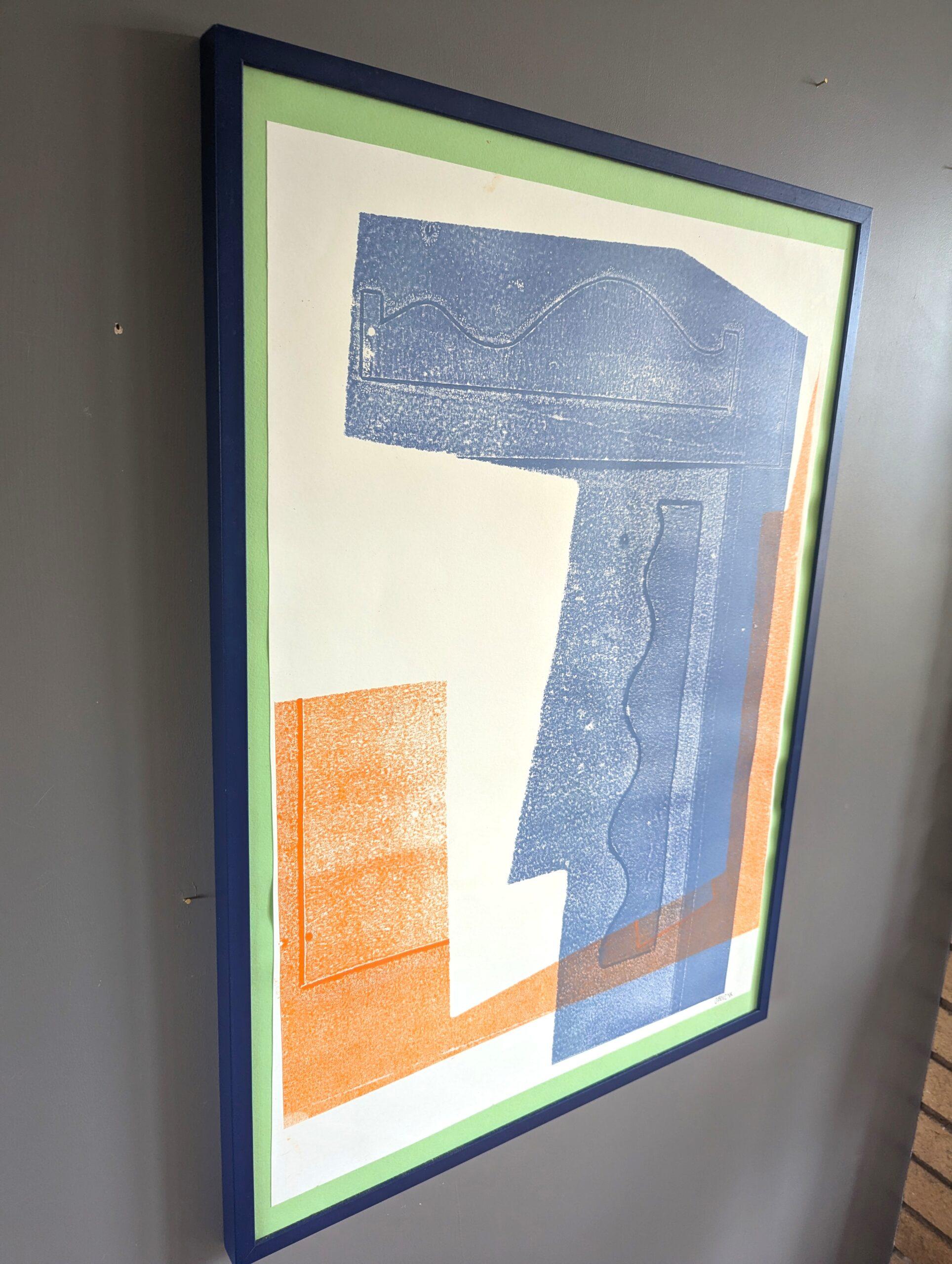 Monoprint astratto contemporaneo originale dell'artista inglese Olivia Bouzyk - Elvis in vendita 3