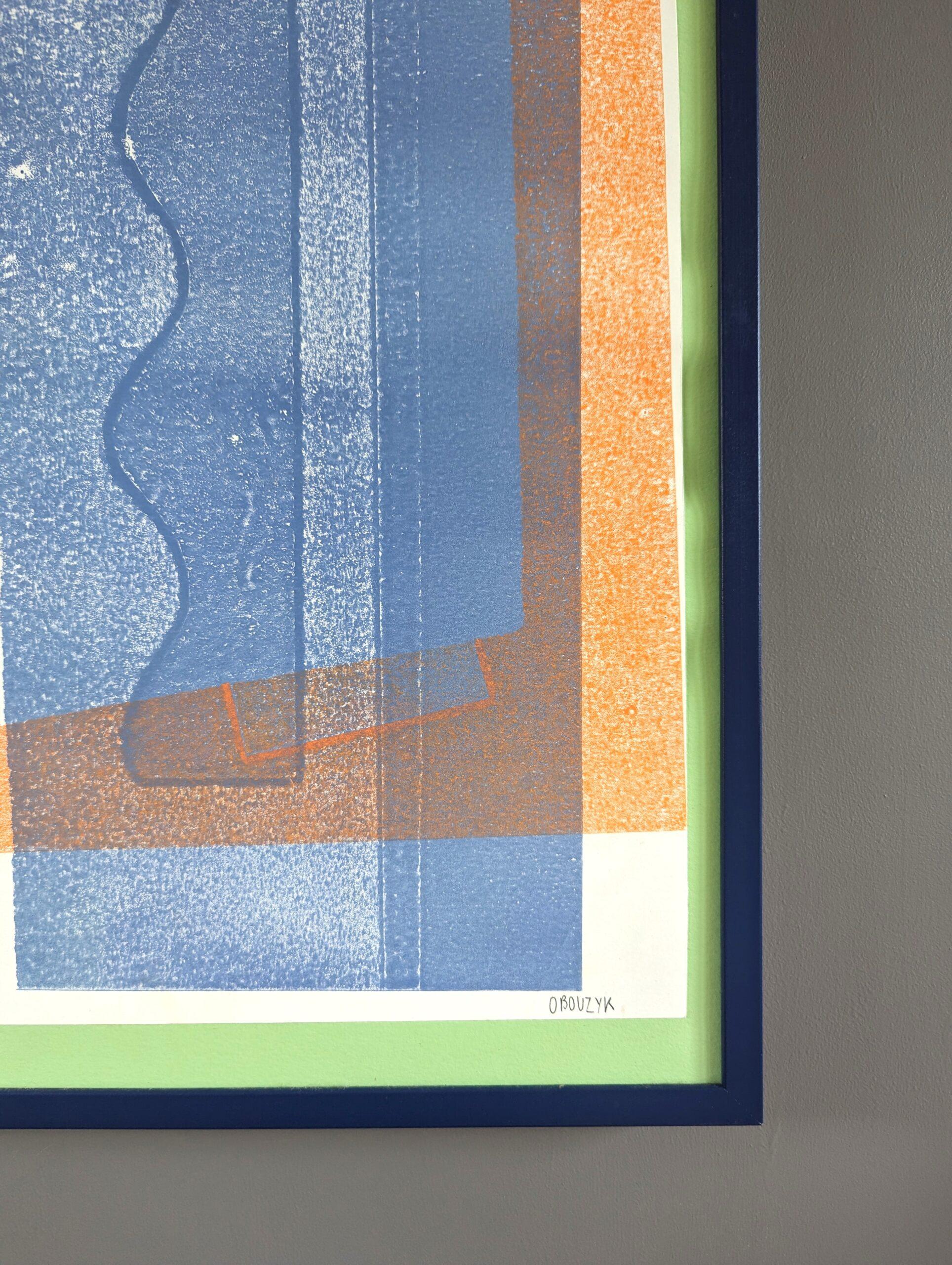 Monoprint astratto contemporaneo originale dell'artista inglese Olivia Bouzyk - Elvis in vendita 6