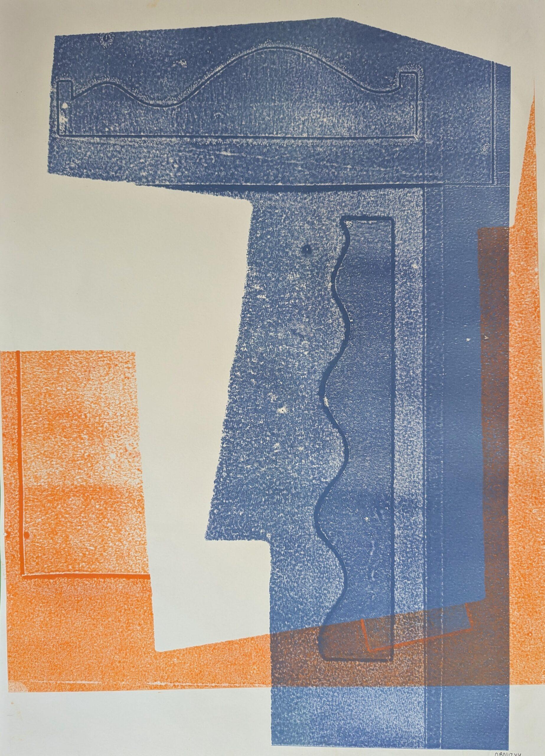 Monoprint astratto contemporaneo originale dell'artista inglese Olivia Bouzyk - Elvis in vendita 7