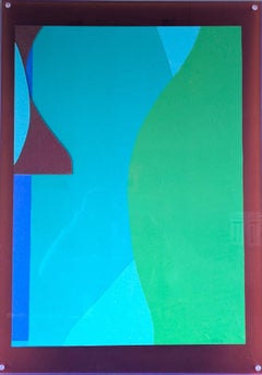 Contemporary Original Framed Abstract Monoprint by Olivia Bouzyk - Opening