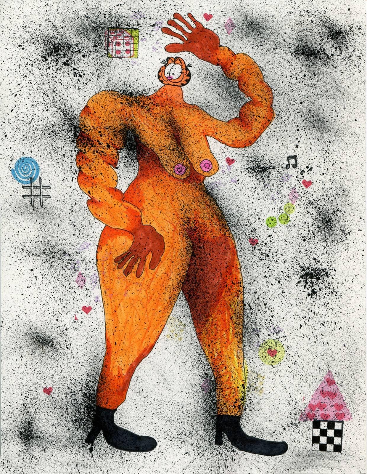 Garfields Muscular Hello  - Print by Olivia Gibb