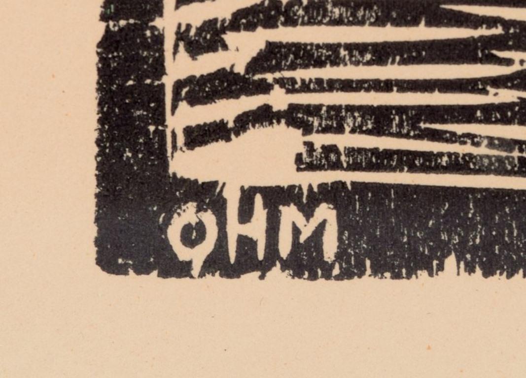 Olivia Holm-Møller, artista danese. Xilografia su carta. 