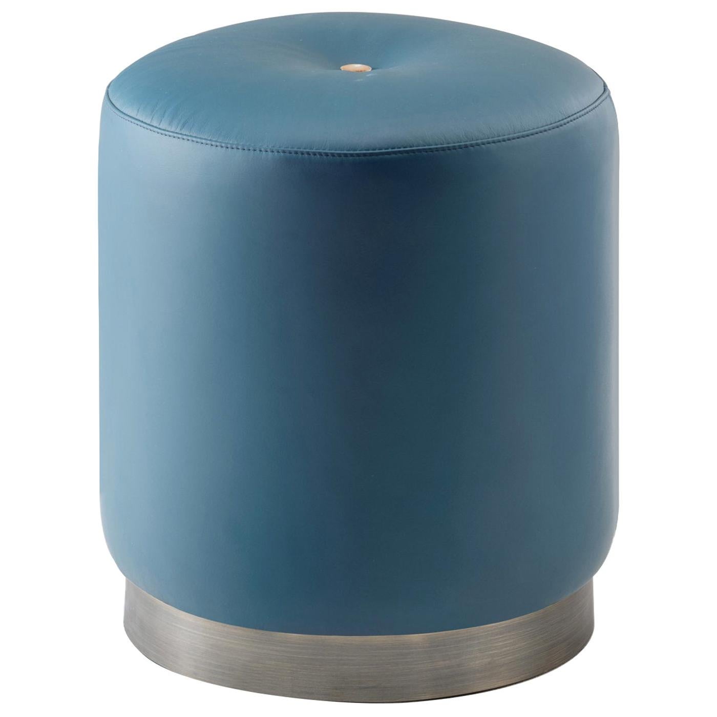 Olivia Leather Pouf by Filippo Dini