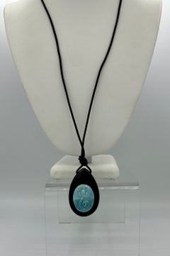 Olivia Newton-John Estate Personal Blue Agate Onyx Flower Necklace Guaranteed