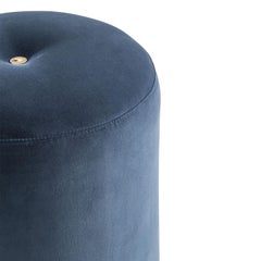 Olivia Pouf in Lario Velvet, Horn Inlay & Wood with Satin Finish by Arcahorn