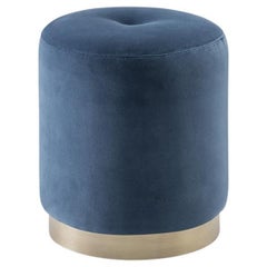 Olivia Pouf in Lario Velvet, Horn Inlay & Wood with Satin Finish by Arcahorn