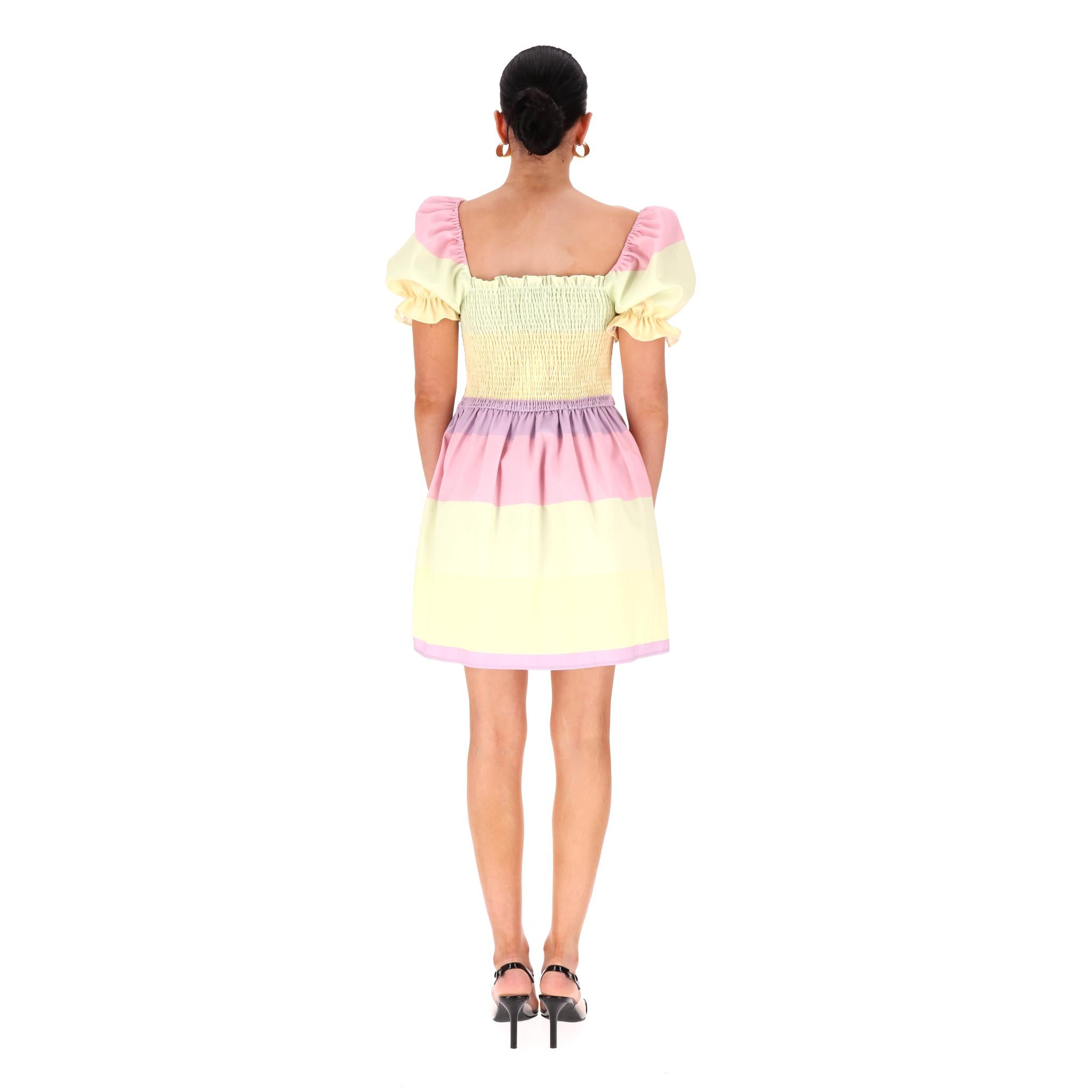 Olivia Rubin - Robe à rayures froncées à la ligne A Neuf - En vente à London, GB