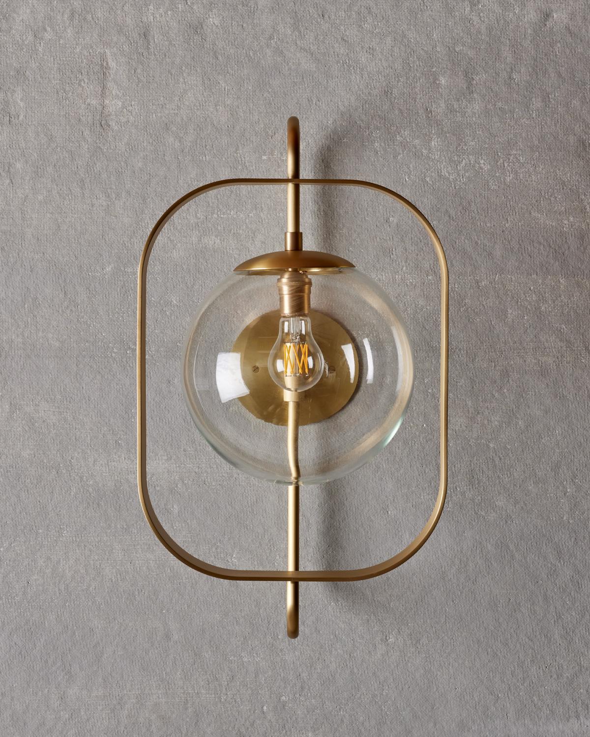 Lámpara Olivia - Latón satinado cepillado - Cristal transparente Moderno en venta