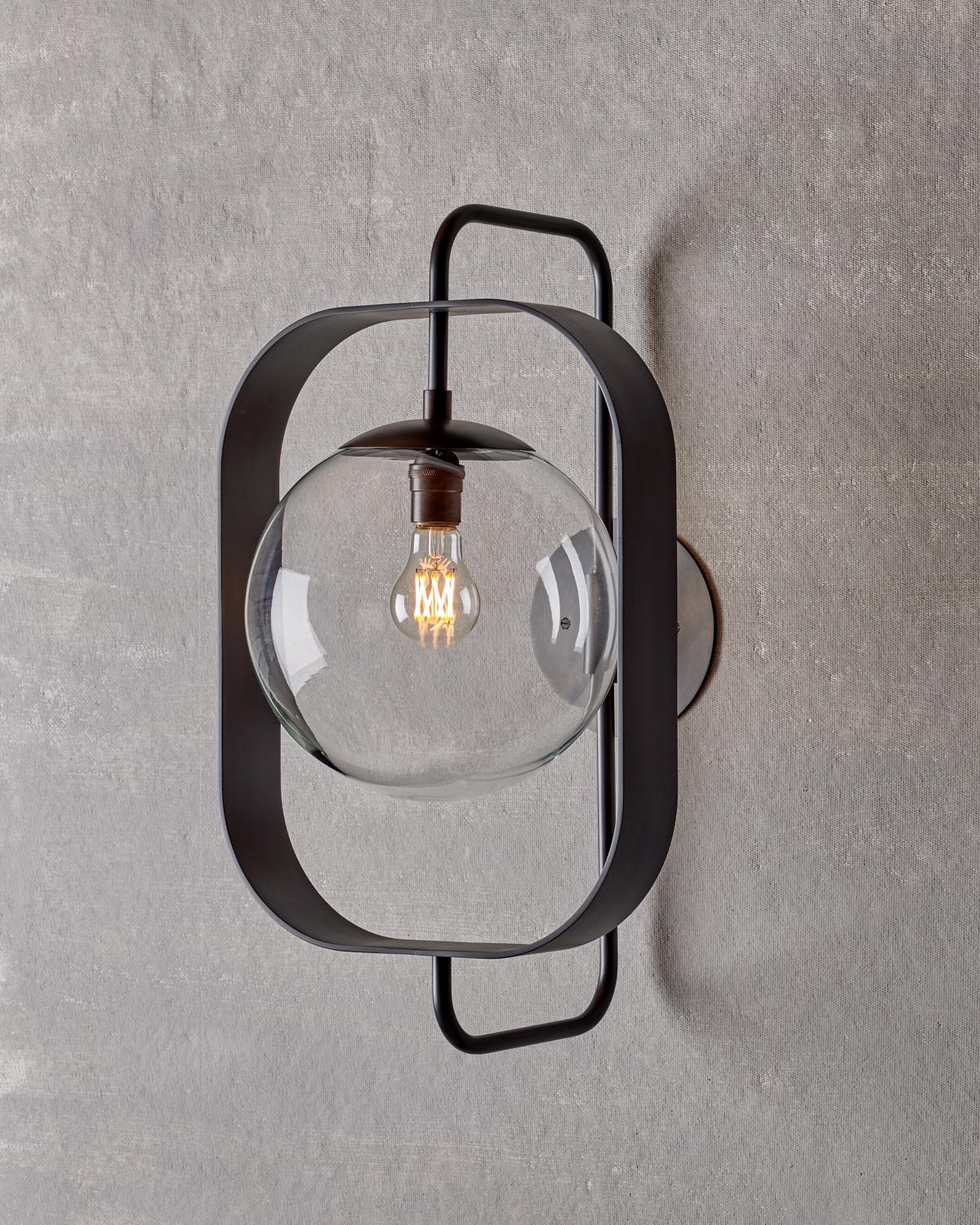 Modern Olivia Sconce - Oil Rubbed Brass - Clear Glass For Sale