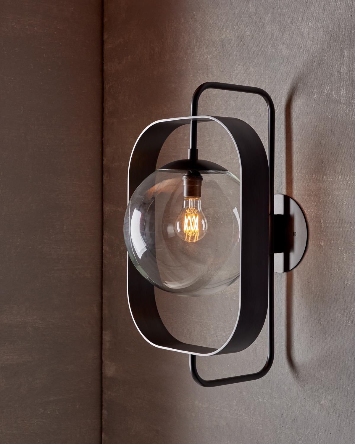 Hand-Crafted Olivia Sconce - Oil Rubbed Brass - Clear Glass For Sale