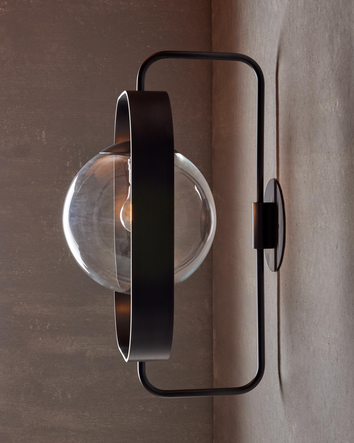 Olivia Sconce - Oil Rubbed Brass - Clear Glass In New Condition For Sale In Philadelphia, PA