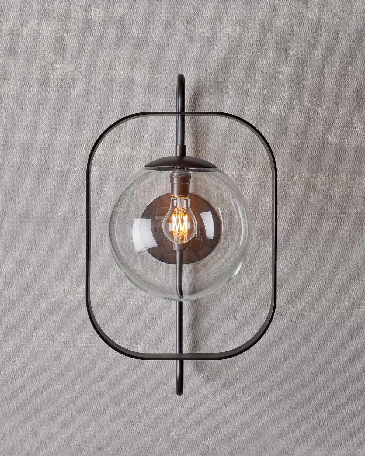 Contemporary Olivia Sconce - Oil Rubbed Brass - Clear Glass For Sale