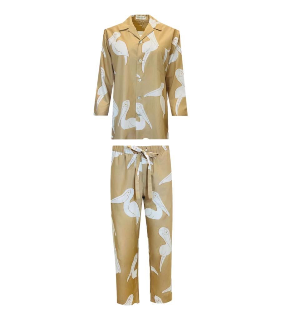 Olivia Von Hale Cotton & Silk Pelican Print Pyjamas For Sale 6