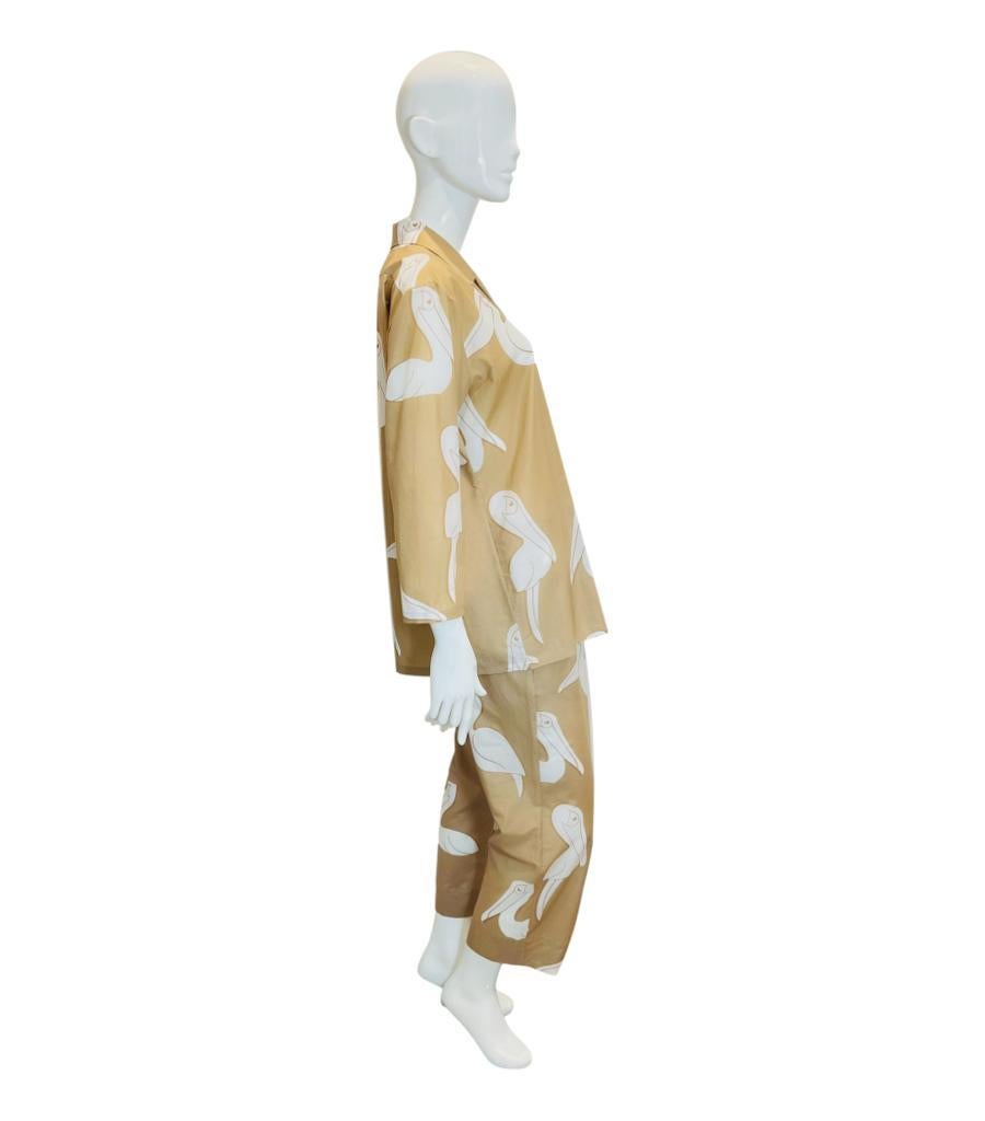 Olivia Von Hale Cotton & Silk Pelican Print Pyjamas In New Condition For Sale In London, GB