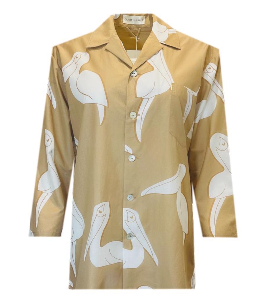 Olivia Von Hale Cotton & Silk Pelican Print Pyjamas For Sale 1