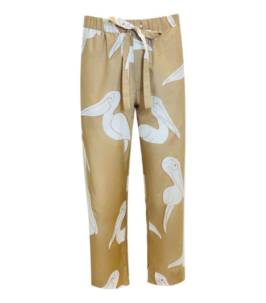 Olivia Von Hale Cotton & Silk Pelican Print Pyjamas For Sale 2