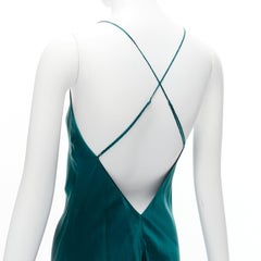 OLIVIA VON HALLE 100% silk turquoise green satin strappy slip dress Size 1 XS