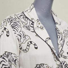 OLIVIA VON HALLE 2020 Lila Carlyle white tiger print silk pajama shorts set Sz1